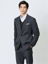 【SALE/30%OFF】TAKA-Q TechMove スリムフィット 2ボタンジャケット チェック紺(セットアップ可能) メンズ セットアップ ジャケット ...
