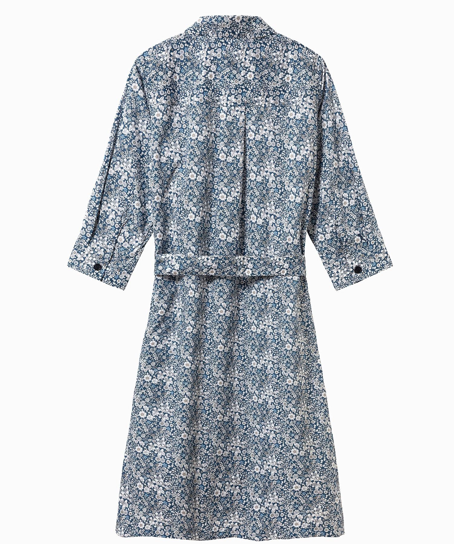【SALE／30%OFF】AIGLE 花柄 フラワー リバティロングシャツドレス / シャツワンピース エーグル ワンピース・ドレス シャツワンピース ベージュ ブルー【送料無料】