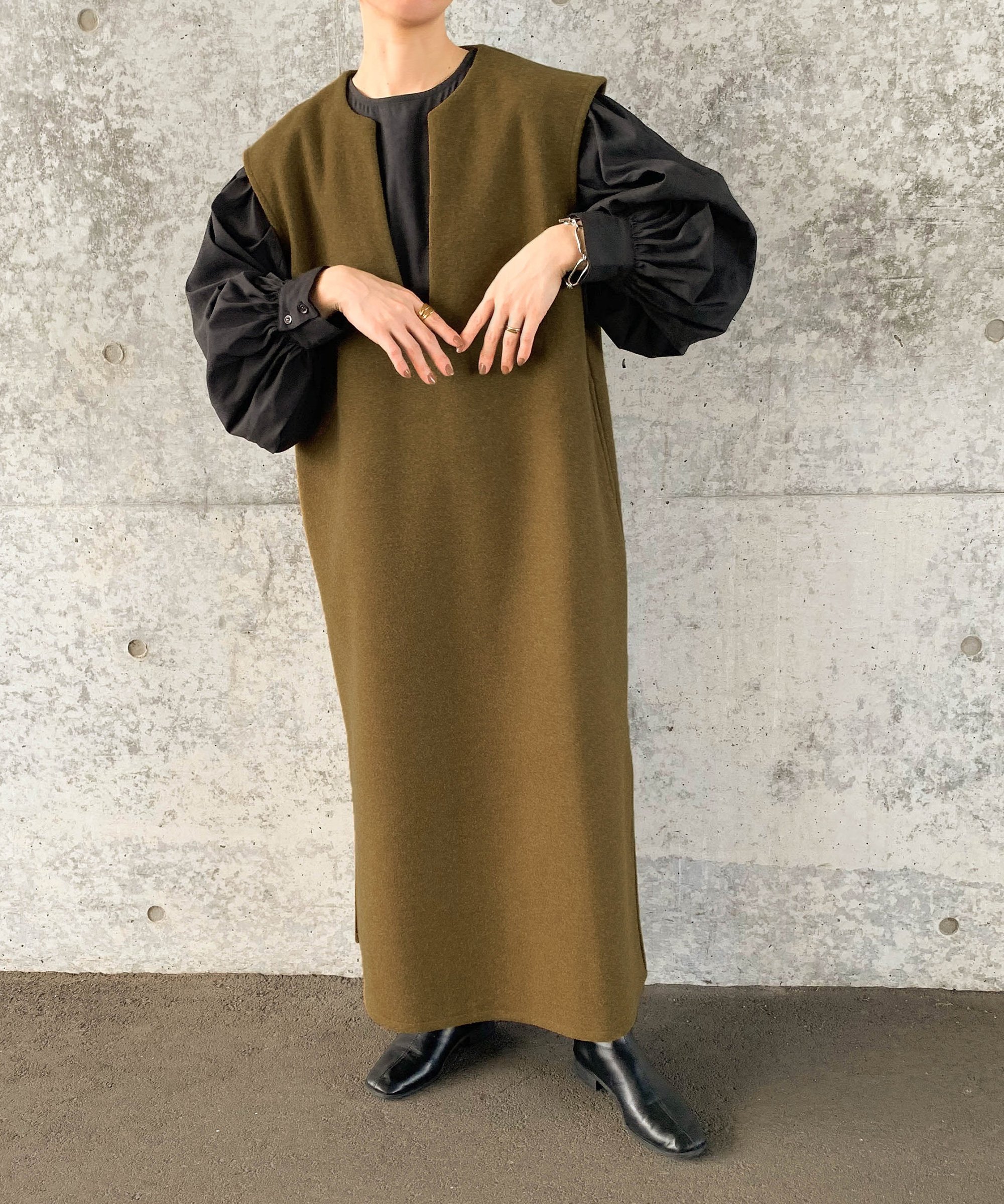 【SALE／25%OFF】SELECT MOCA 【人気インフルエンサーコラボbySON】キーネックロングベストワンピース ..