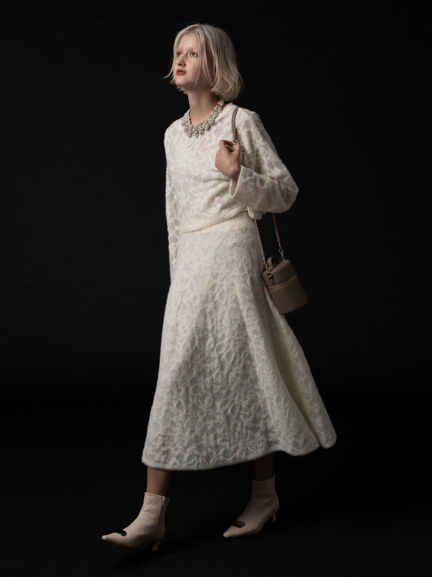 Te chichi 起毛レースニットスカート(セットアップ可)《2025winter catalog item》 テチチ スカート そ..