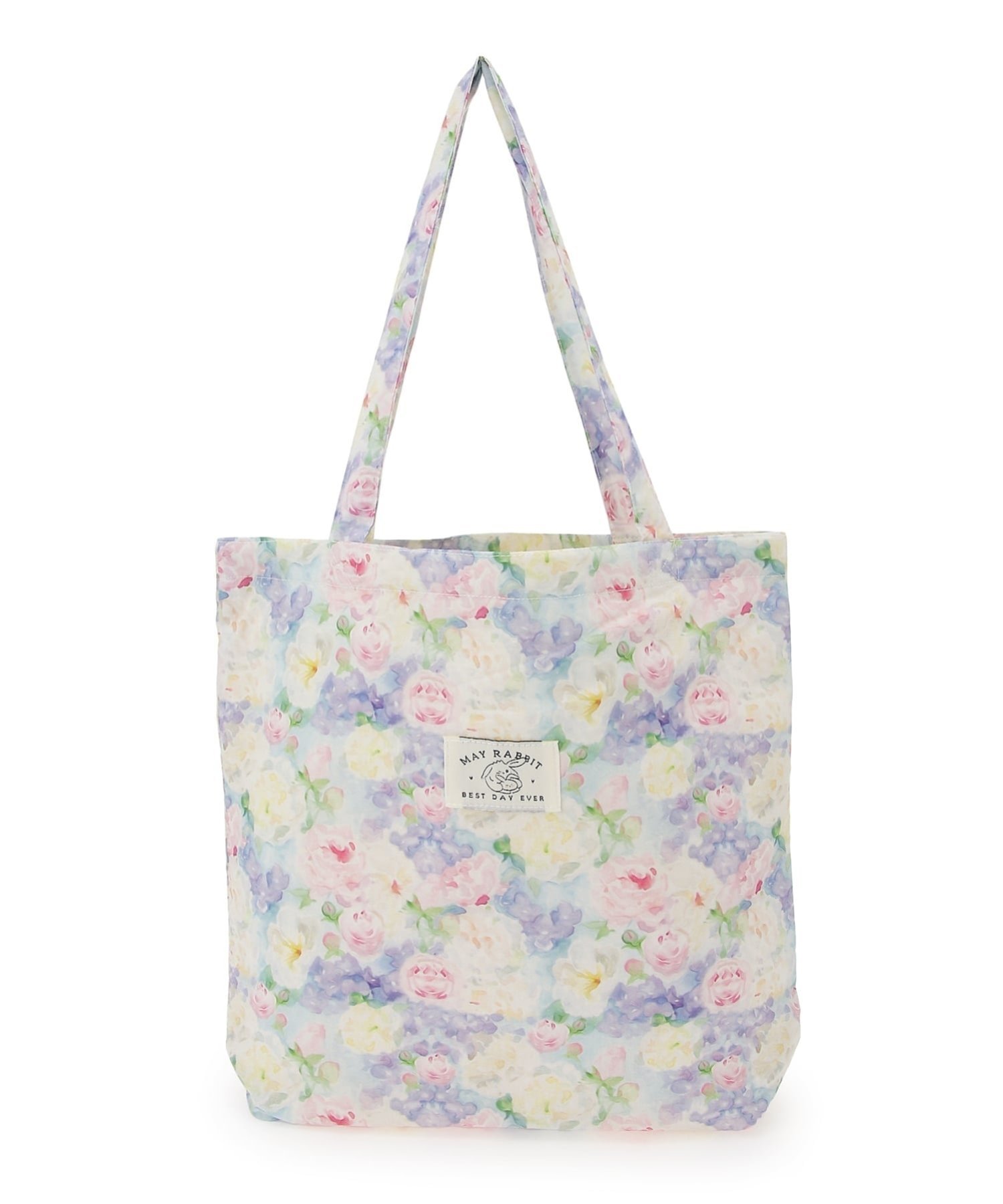 Mignonjour Mignonjour/(W)リボンフラワー柄トートバッグ ミニョントレフル ルームヨンマルサンセレクティッド バッグ トートバッグ ベージュ パープル ピンク