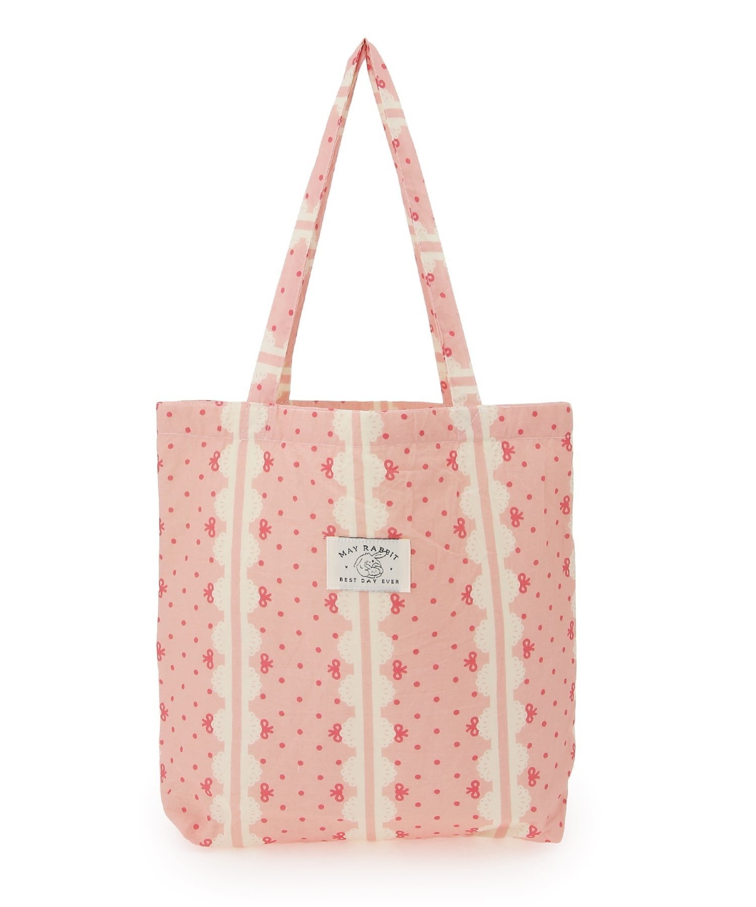 Mignonjour Mignonjour/(W)リボンフラワー柄トートバッグ ミニョントレフル ルームヨンマルサンセレクティッド バッグ トートバッグ ベージュ パープル ピンク
