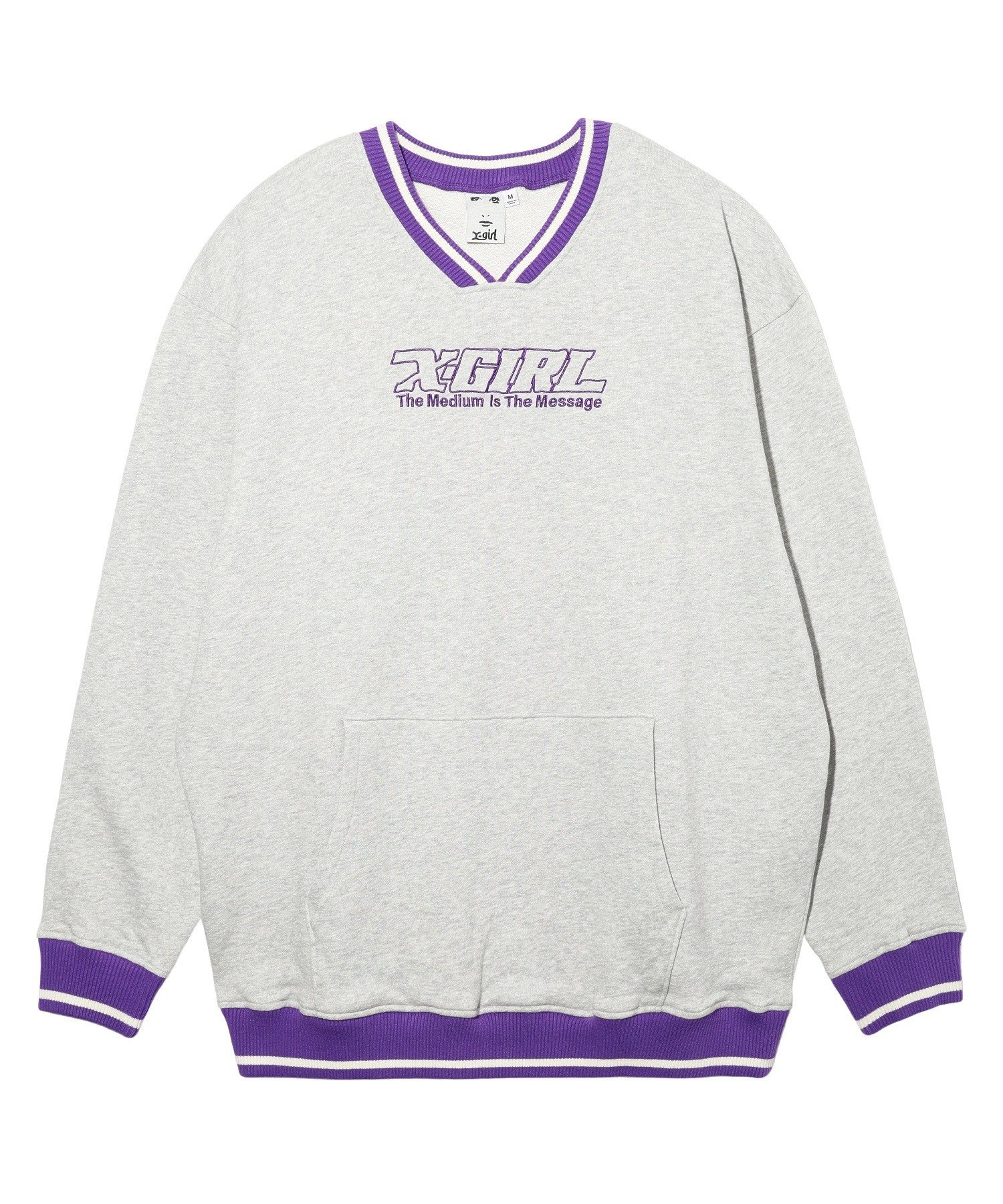 X-girl STRIPED RIB SWEAT TOP スウェット トレーナー X-girl エックスガール トップス スウェット トレーナー グレー ブラック グリーン【送料無料】