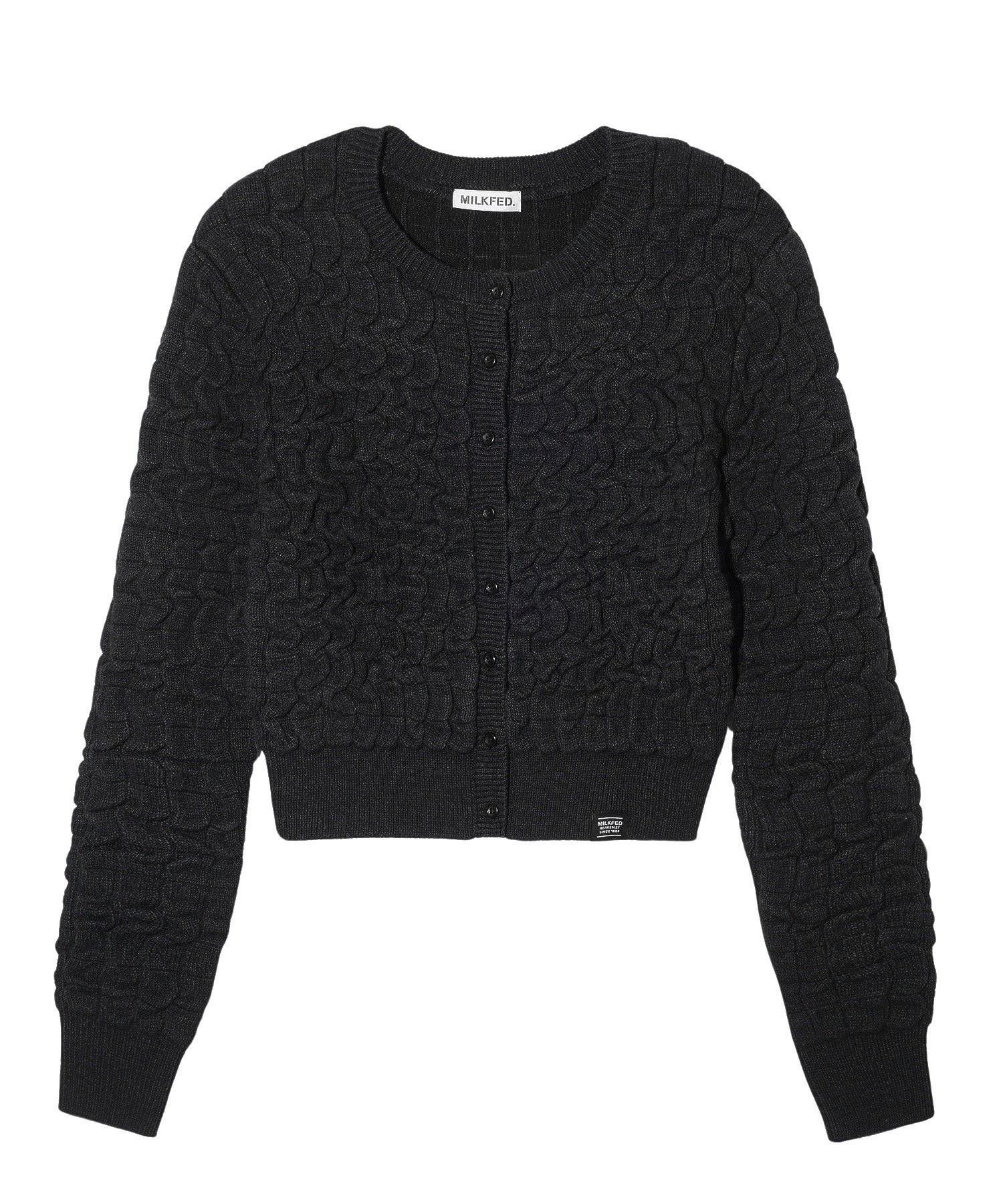 MILKFED. JACQUARD KNIT CARDIGAN ミルクフェド トップス ニット ブルー ブラック グレー