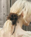 GOLDY リボン ハング ファー ビッグ シュシュ ゴールディ ヘアアクセサリー その他のヘアアクセサリー グレー ブラック ブラウン ホワイト