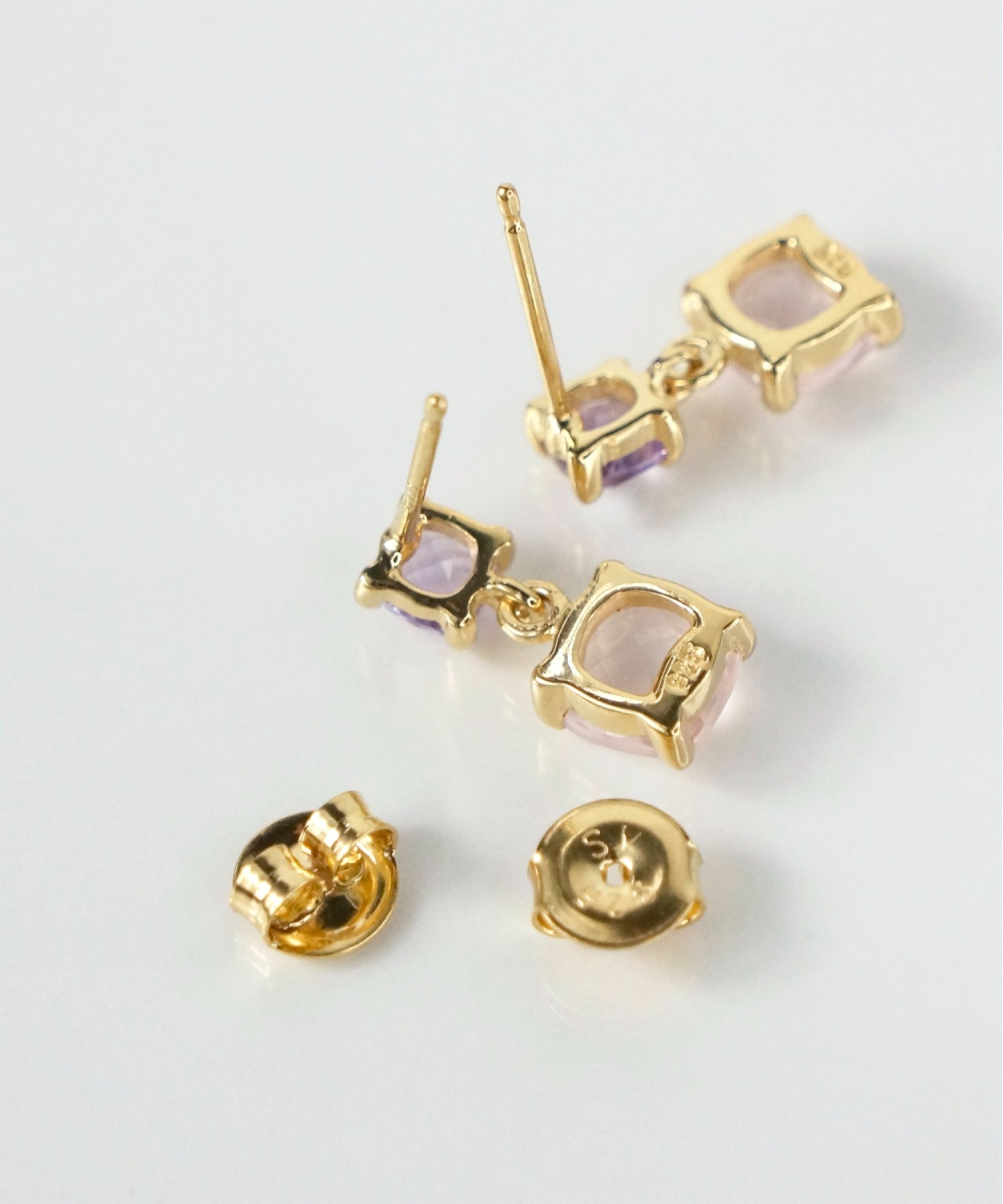 anq. 「anq.」SV925・天然石 スクエアピアス クークロワッサン アクセサリー・腕時計 ピアス【送料無料】