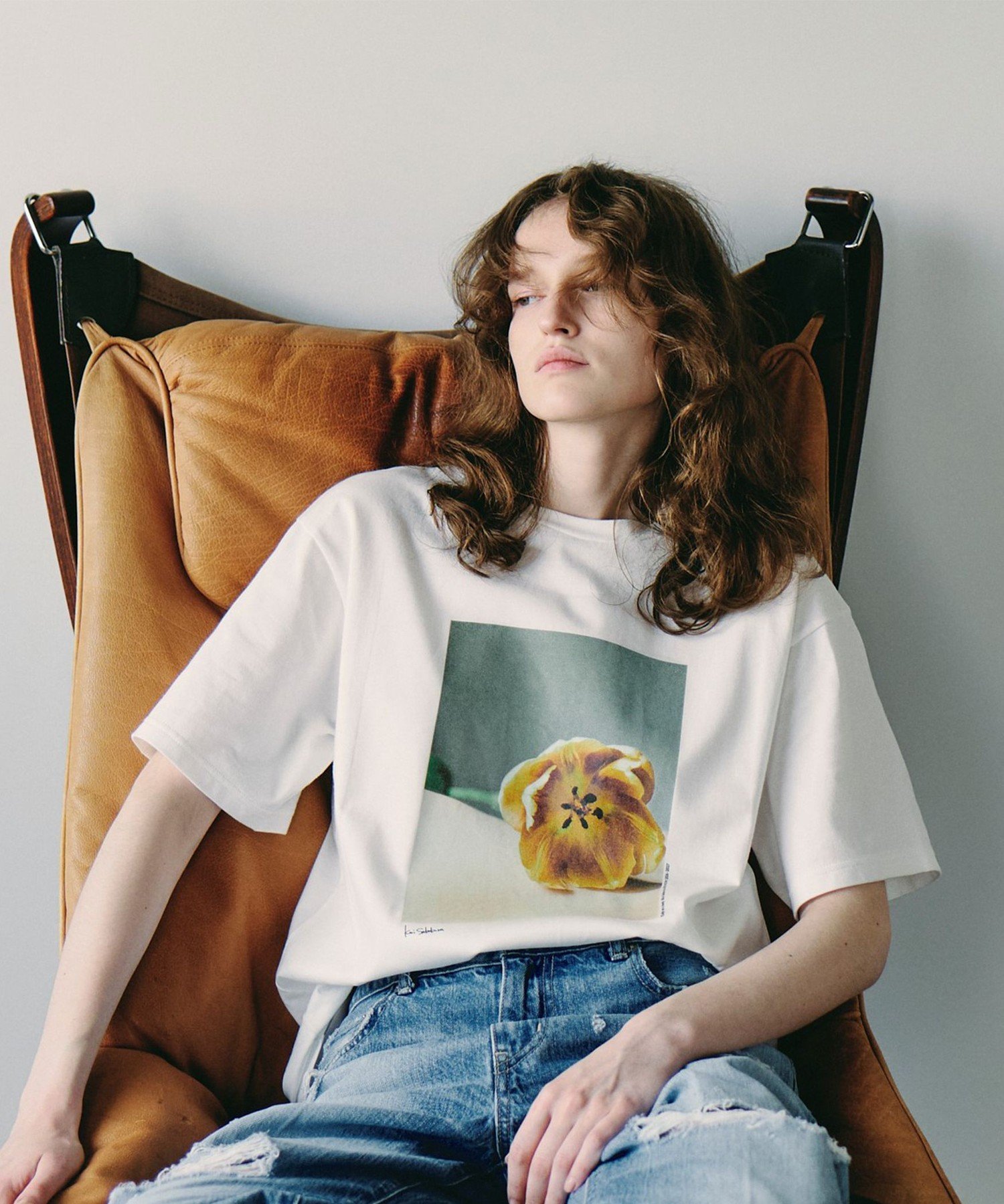 ＜Kei Sakakura for AEWEN MATOPH＞フォトTシャツ Tulip on body ユナイテッドアローズ トップス カットソー・Tシャツ ブラック ホワイト