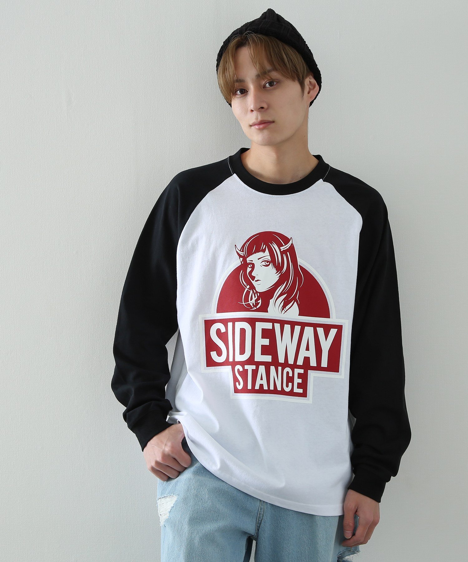 【SALE／53%OFF】SIDEWAY STANCE SIDEWAY STANCE サイドウェイスタンス ラグラン プリント ガール 長袖Tシャツ インプローブス トップス カットソー・Tシャツ ホワイト