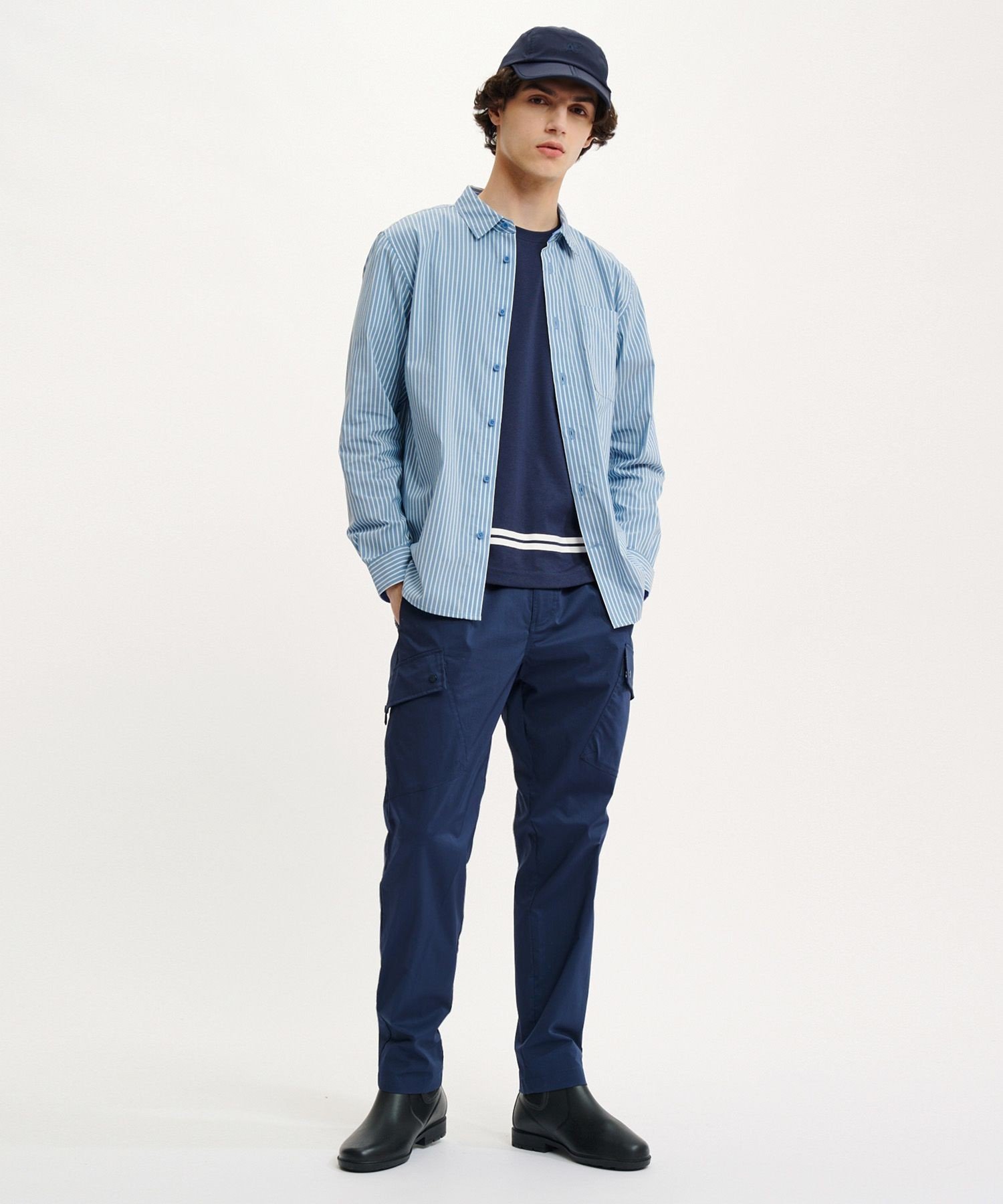 【SALE／30%OFF】AIGLE COOLMAX 吸水速乾 ストライプシャツ エーグル トップス シャツ・ブラウス ネイビー ブルー【送料無料】