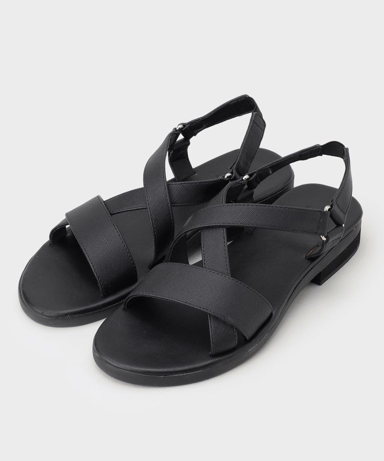 【SALE／50%OFF】tk.TAKEO KIKUCHI クロスサンダル ティーケータケオキクチ シューズ・靴 サンダル ブラック【送料無料】のサムネイル