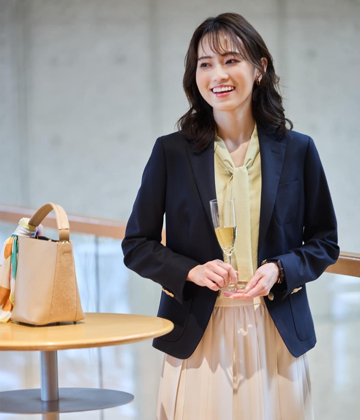 NEWYORKER WOMEN ウールファインカルゼ 2釦シングルブレザー ニューヨーカー ジャケット・アウター テーラードジャケット・ブレザー ネイビー【送料無料】