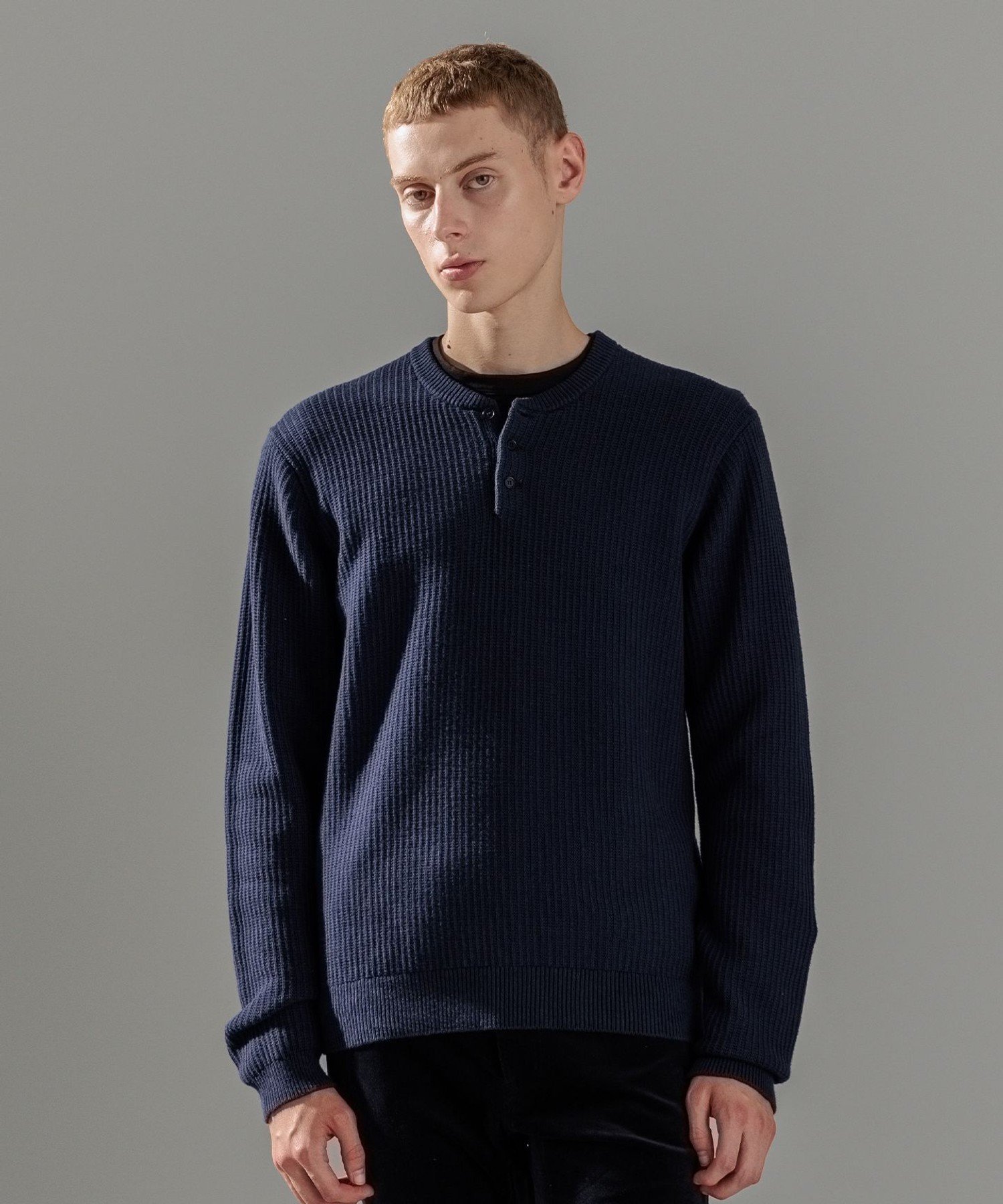 【SALE／30%OFF】JOSEPH HOMME エアリーシープコットン / ヘンリーネックニット ジョゼフ オム トップス ニット ネイビー ホワイト【送料無料】