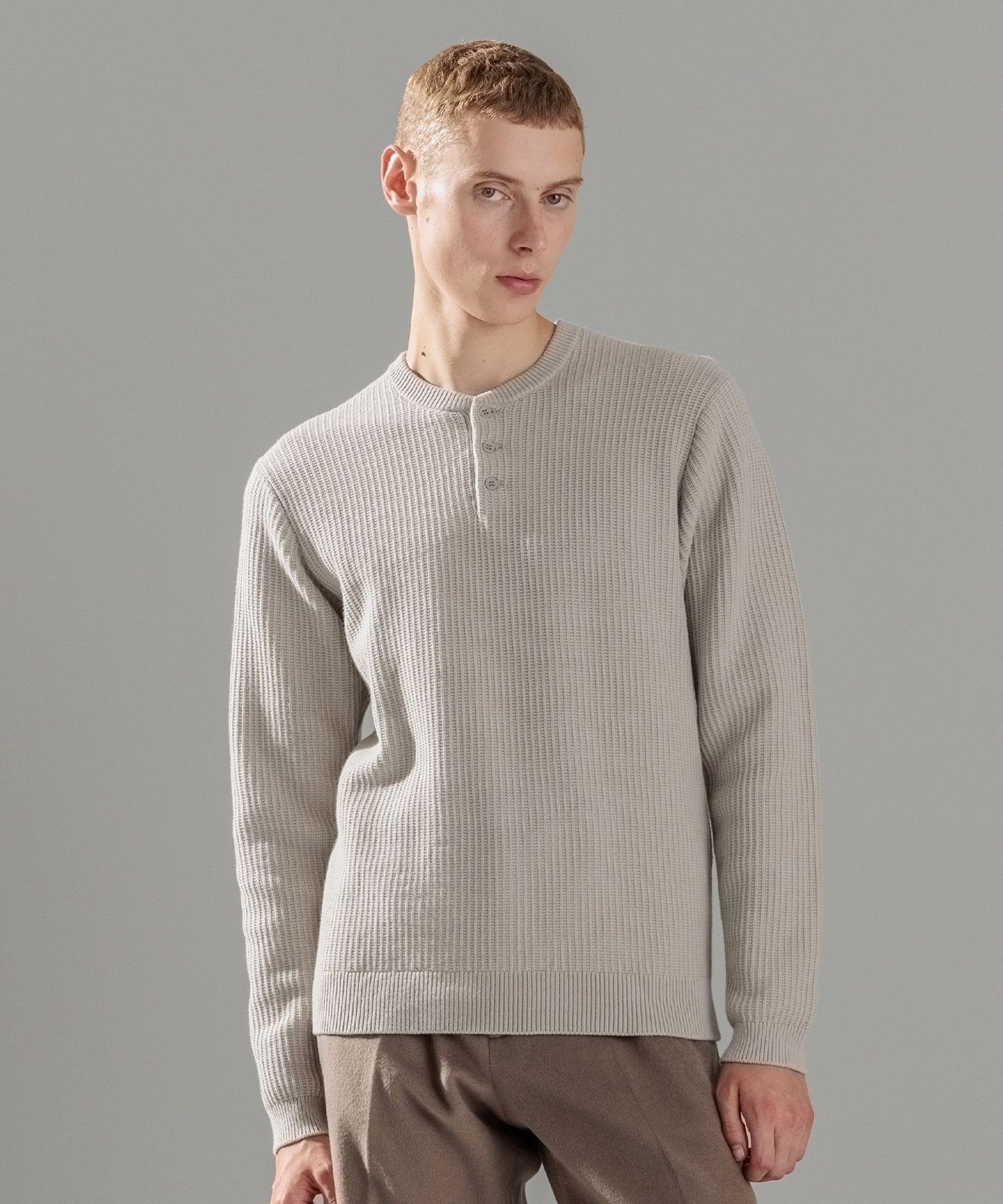 【SALE／30%OFF】JOSEPH HOMME エアリーシープコットン / ヘンリーネックニット ジョゼフ オム トップス ニット ネイビー ホワイト【送料無料】