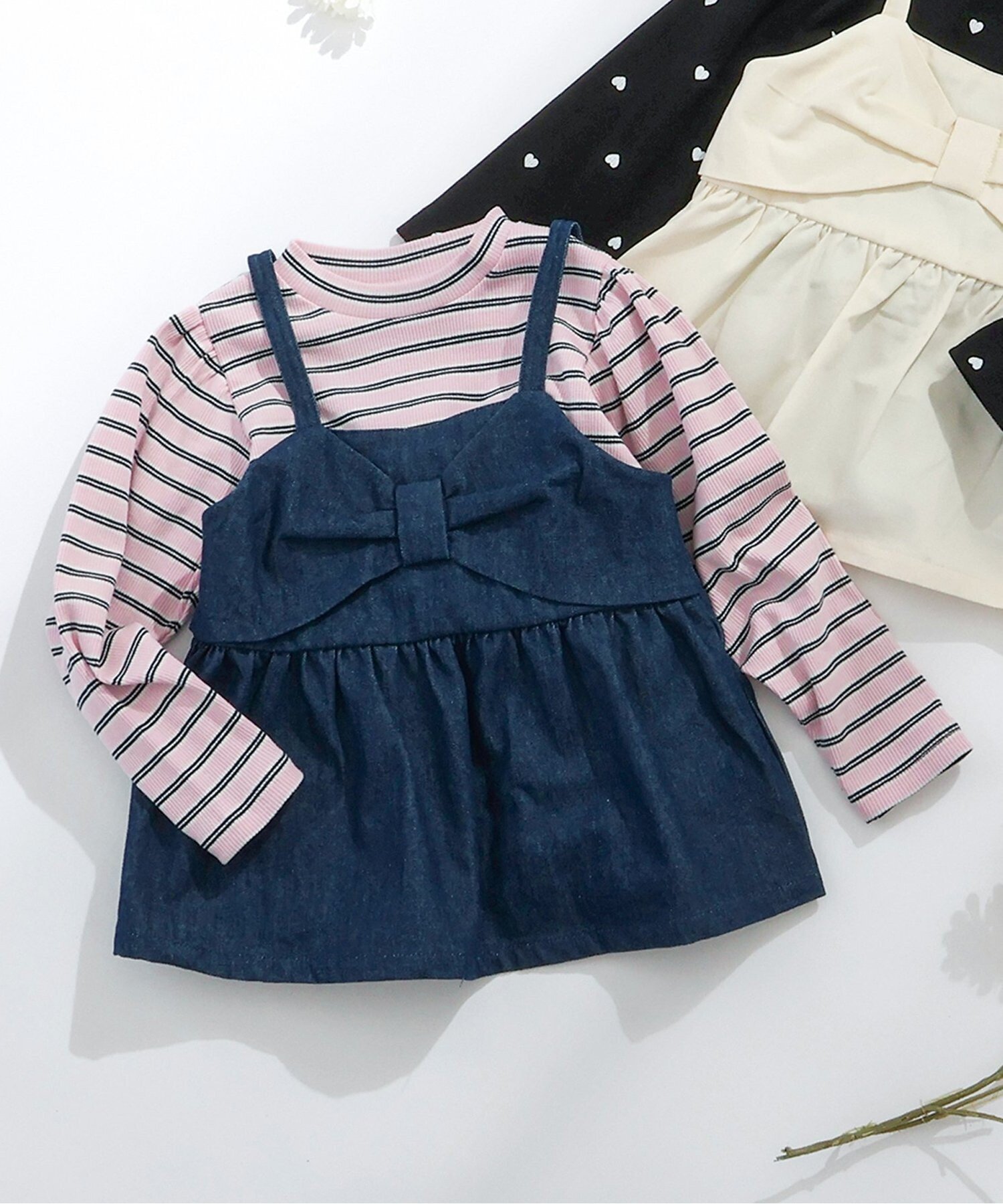 【SALE／50%OFF】apres les cours デニムビスチェ&リブインナーセット エフオーオンラインストア トップス その他のトップス ホワイト