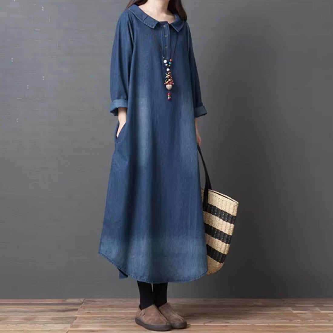 maison de LATIR オーバーサイズシルエットのデニムワンピース. メゾンドラティール ワンピース・ドレス ワンピース ブルー ブラック