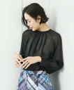 MICHEL KLEIN ボリュームスリーブシアーブラウス(WEB限定カラーあり) ミッシェルクラン トップス シャツ・ブラウス ピンク ブラック ブラウン【送料無料】