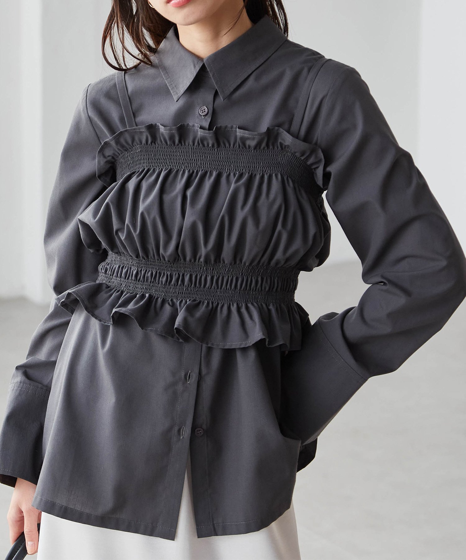 【SALE／16%OFF】Ranan Ranan/(W)ビスチェ×レギュラーカラーシャツ ラナン トップス シャツ・ブラウス ..