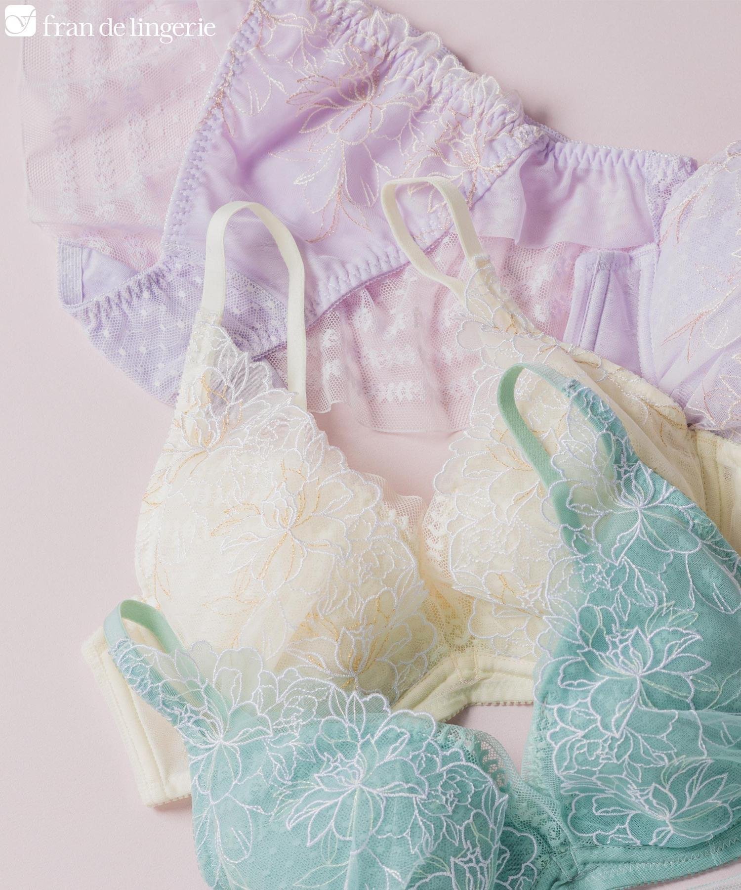 fran de lingerie 軽さが魅力の速乾ランジェリー華ありバックレース「ワンダーリフトブラ 006」 フランデランジェリー インナー・ルームウェア ショーツ イエロー パープル ブルー