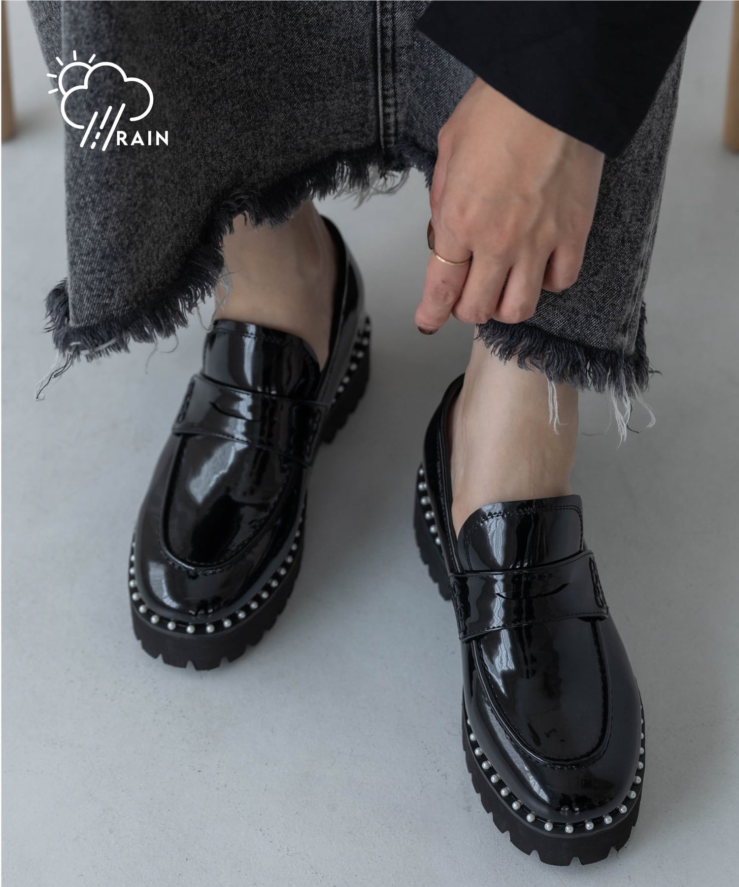 【SALE／10%OFF】EVOL 【晴雨兼用・インヒール入り】トラックソールスタイルアップローファー イーボル シューズ・靴 レインシューズ・ブーツ ブルー【送料無料】