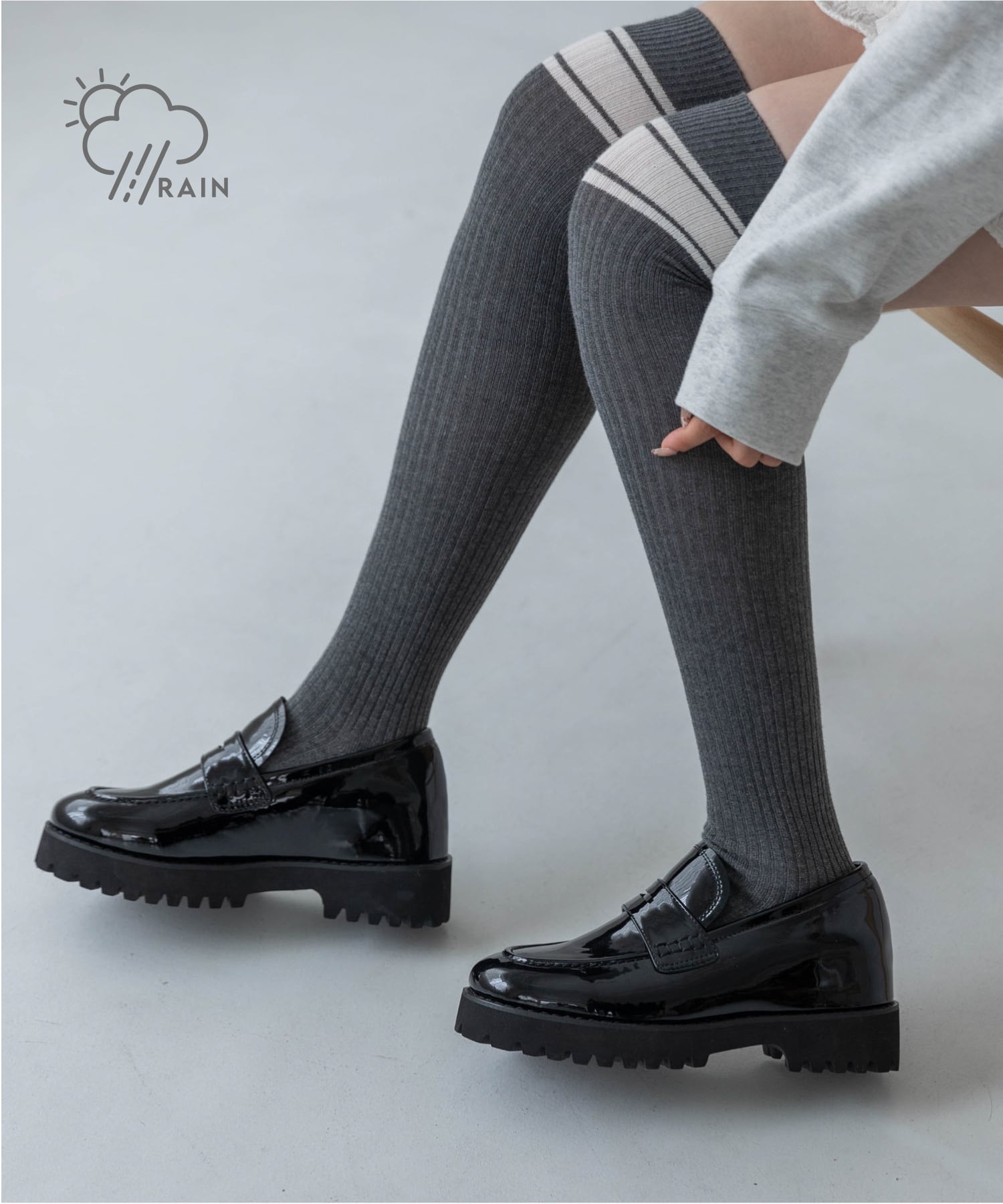 【SALE／10%OFF】EVOL 【晴雨兼用・インヒール入り】トラックソールスタイルアップローファー イーボル シューズ・靴 レインシューズ・ブーツ ブルー【送料無料】
