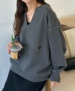 Discoat 【ユニセックス】ワンポイント刺繍ピグメントスキッパースウェット ディスコート トップス カットソー・Tシャツ グレー ブラウン ホワイト【送料無料】