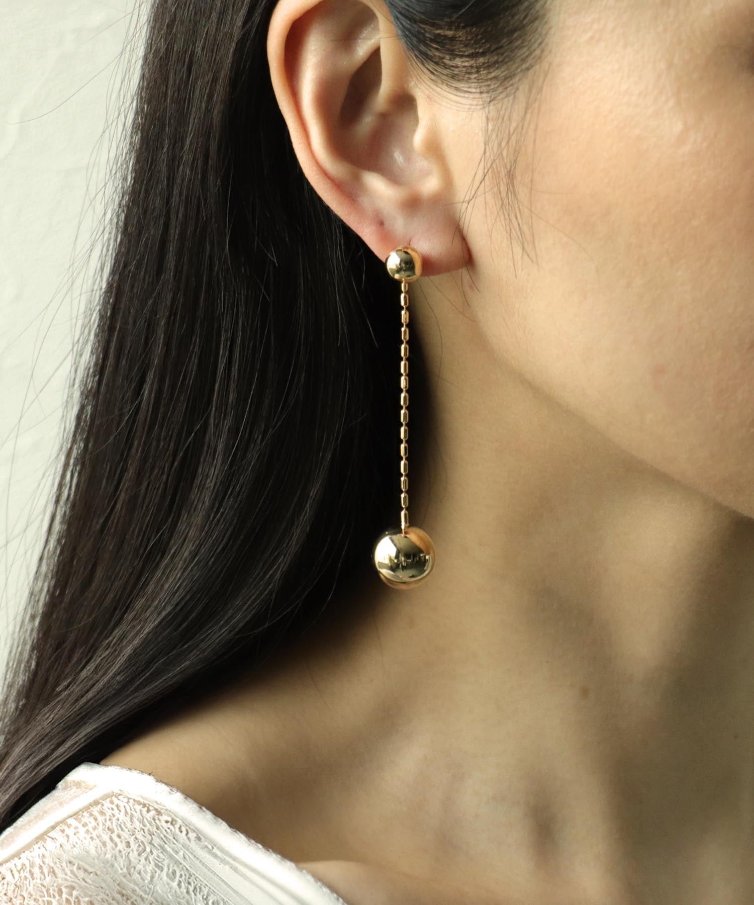 Three Four Time Three Four Time/メタルボールロングピアス スリーフォータイム アクセサリー・腕時計 ピアス ゴールド