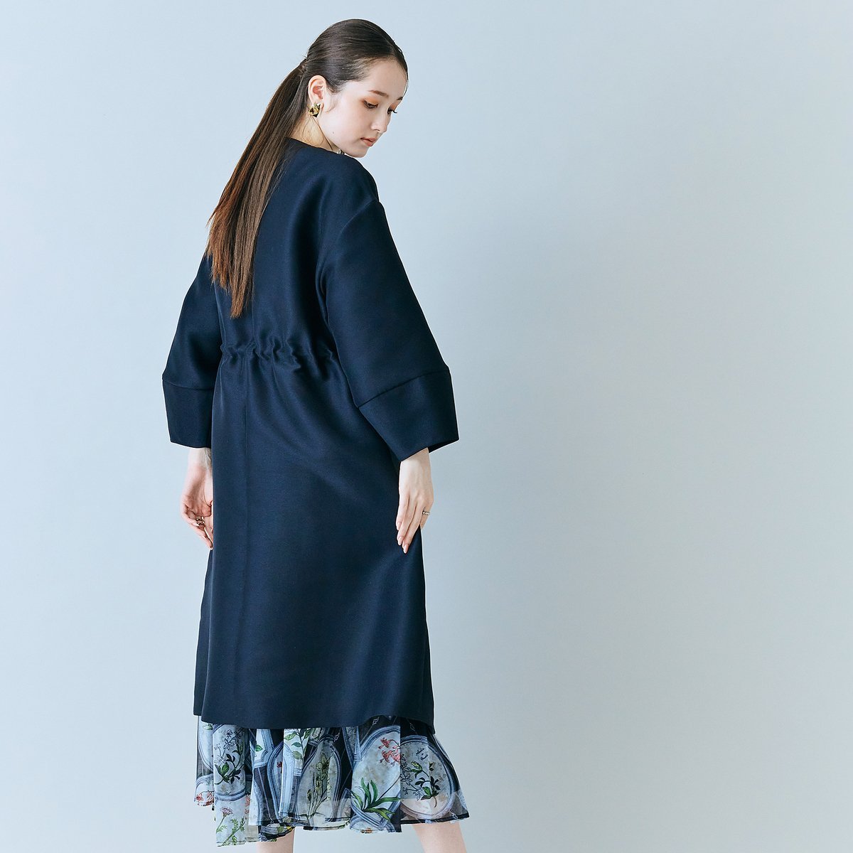 Audie a Muses 2WAYカラードロストコート ローズティアラ ジャケット・アウター ノーカラージャケット ブラック【送料無料】