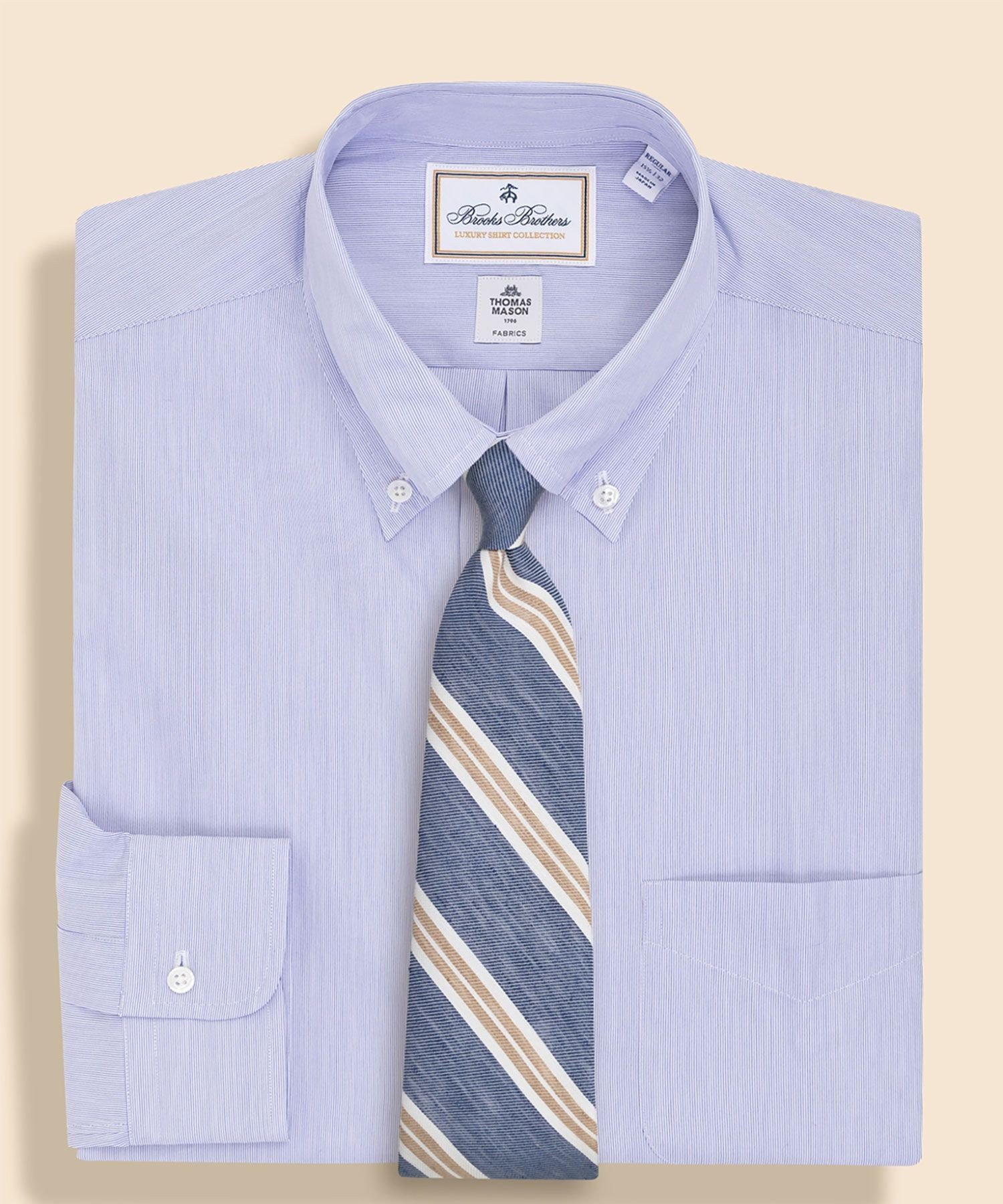 【SALE／20%OFF】BROOKS BROTHERS ラグジュアリー コットンポプリン ドレスシャツ Regular Fit ブルックス ブラザーズ トップス シャツ・ブラウス オレンジ ブルー イエロー【送料無料】