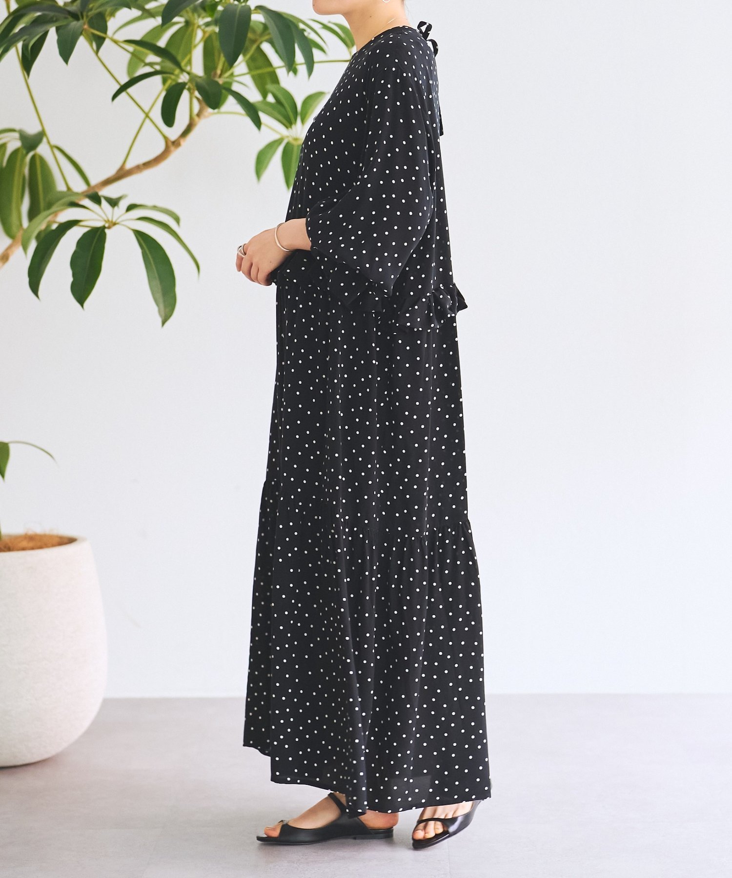 【SALE／5%OFF】BEARDSLEY フリルコンビワンピース ビアズリー ワンピース・ドレス その他のワンピース・ドレス ブラック【送料無料】