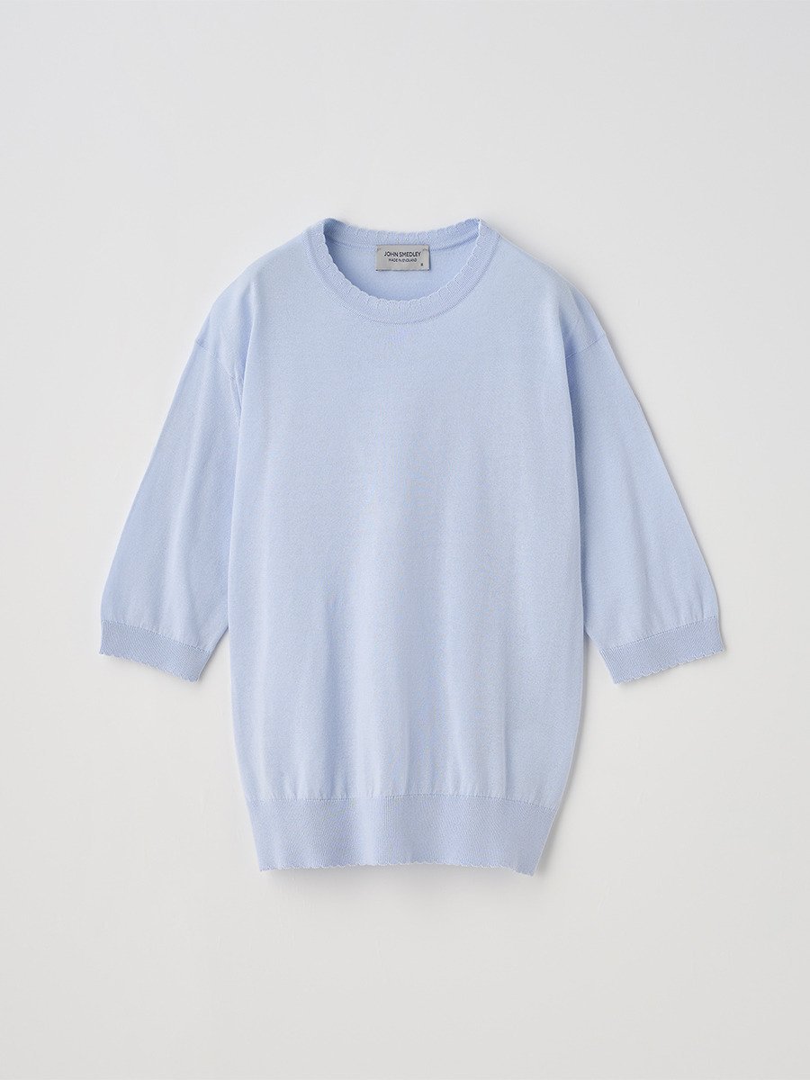 【SALE／30%OFF】JOHN SMEDLEY コットンスカラップ半袖ニットプルオーバー ｜ S4835 ｜ 30G ジョンスメドレー トップス ニット【送料無料】