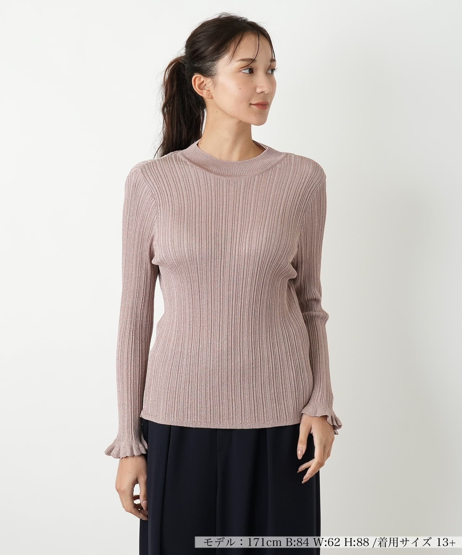 Leilian PLUS HOUSE セーター【BOURGE】 レリアン プラスハウス トップス ニット ネイビー レッド