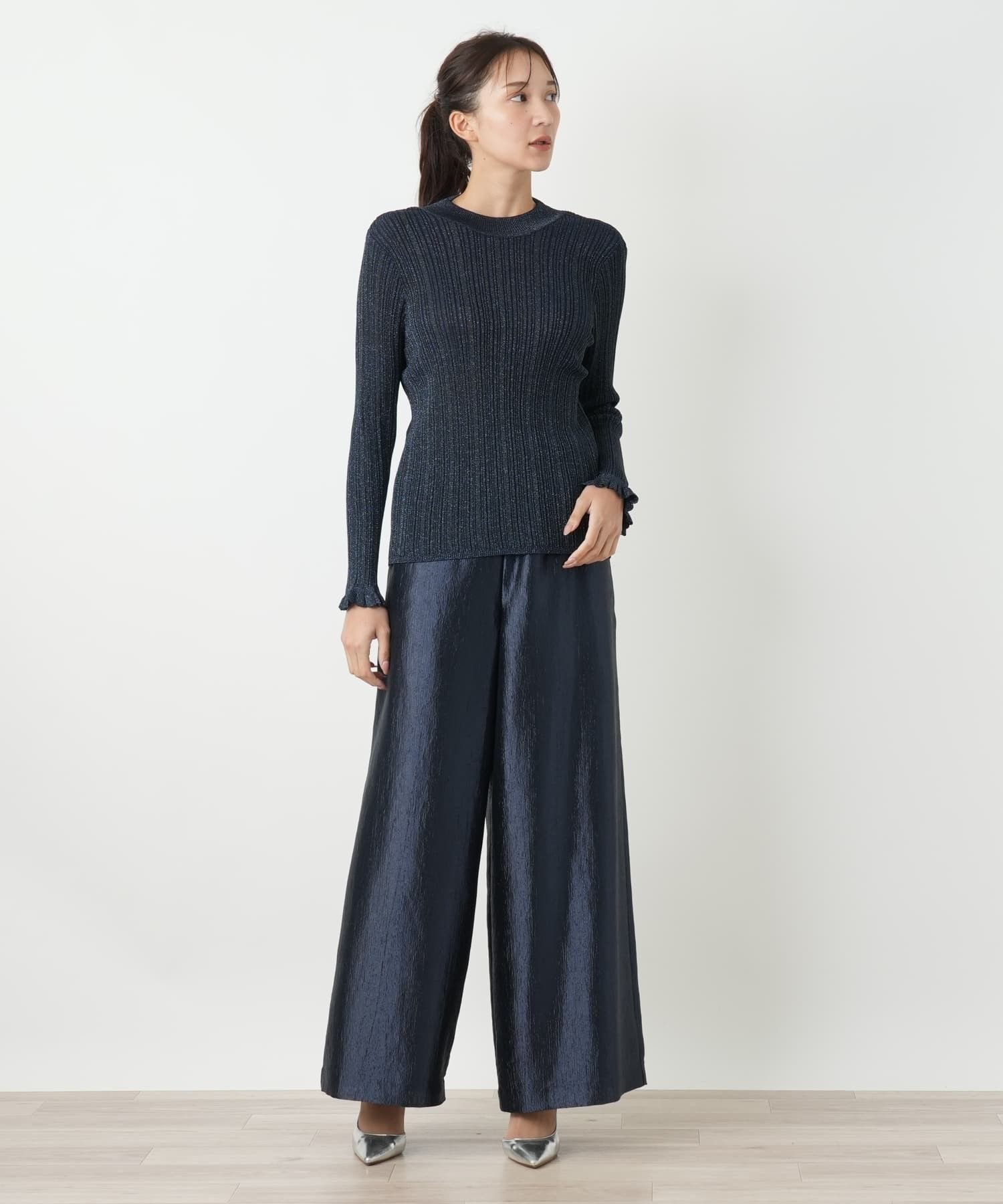 Leilian PLUS HOUSE セーター【BOURGE】 レリアン プラスハウス トップス ニット ネイビー レッド