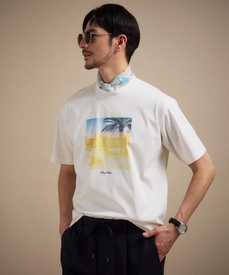 TAKEO KIKUCHI マラケシュ フォト Tシャツ タケオキクチ トップス カットソー・Tシャツ ホワイト【送料無料】