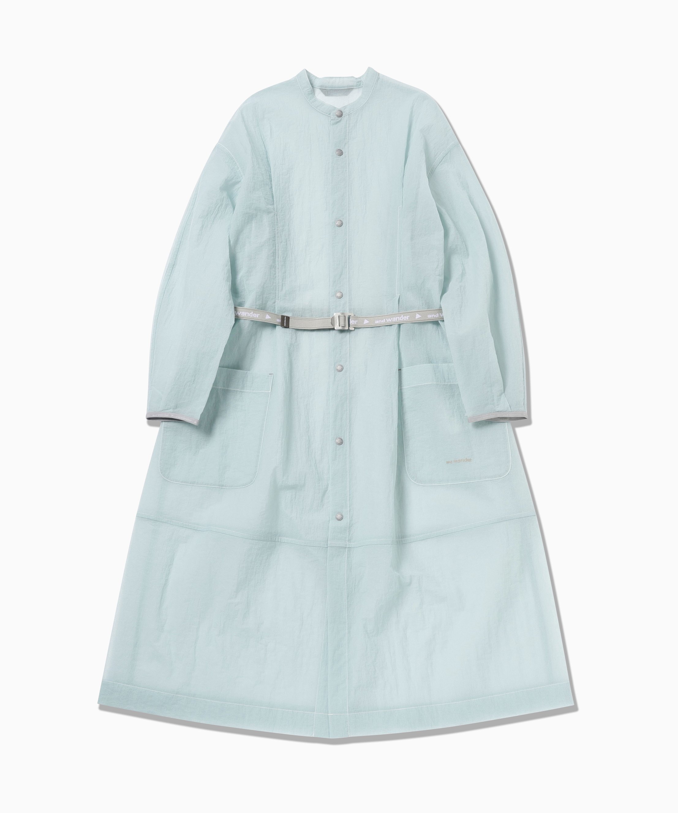 and wander sheer ripstop long shirt (W) アンドワンダー トップス シャツ・ブラウス ブルー ブラック グレー【送料無料】
