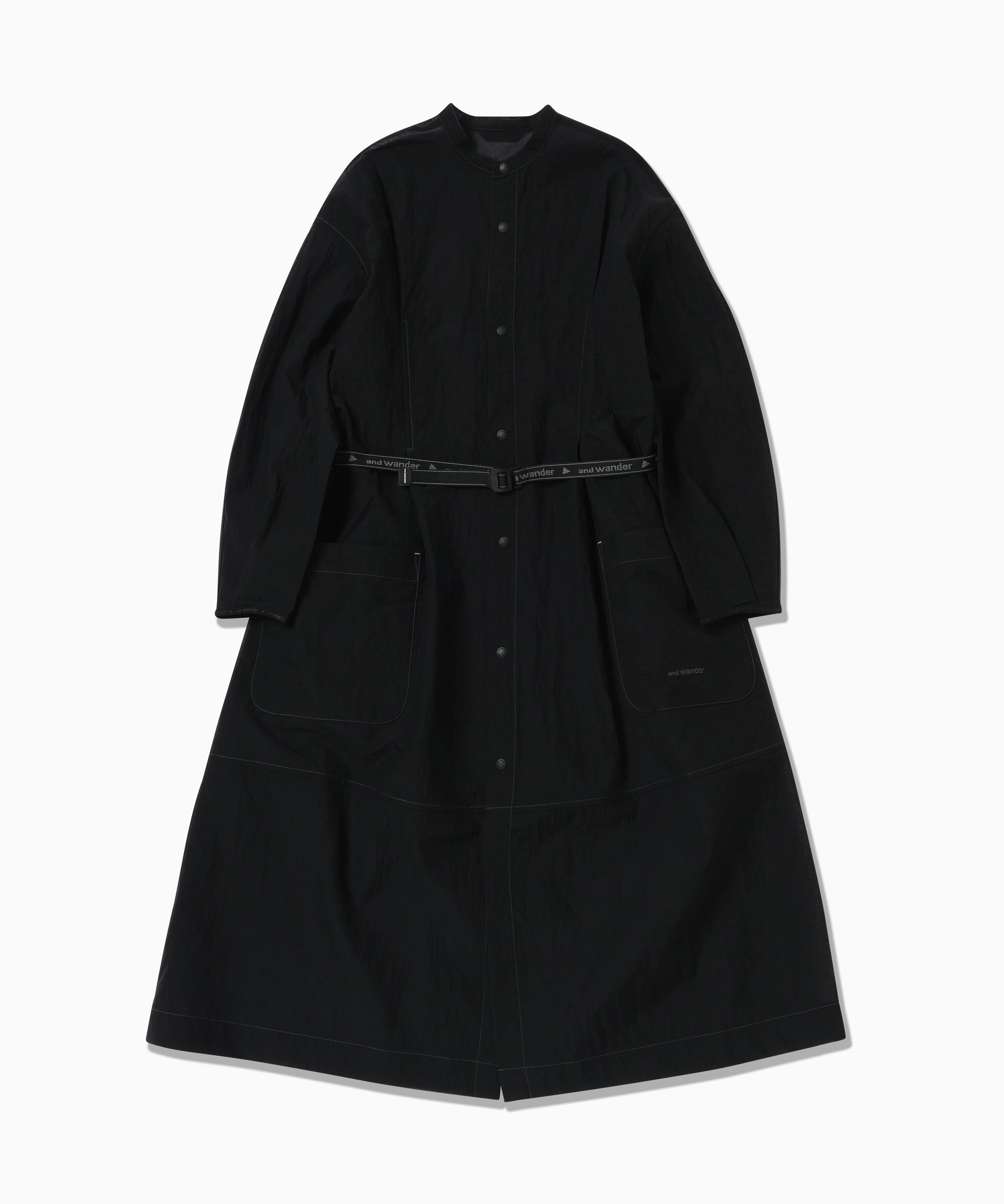 and wander sheer ripstop long shirt (W) アンドワンダー トップス シャツ・ブラウス ブルー ブラック グレー【送料無料】
