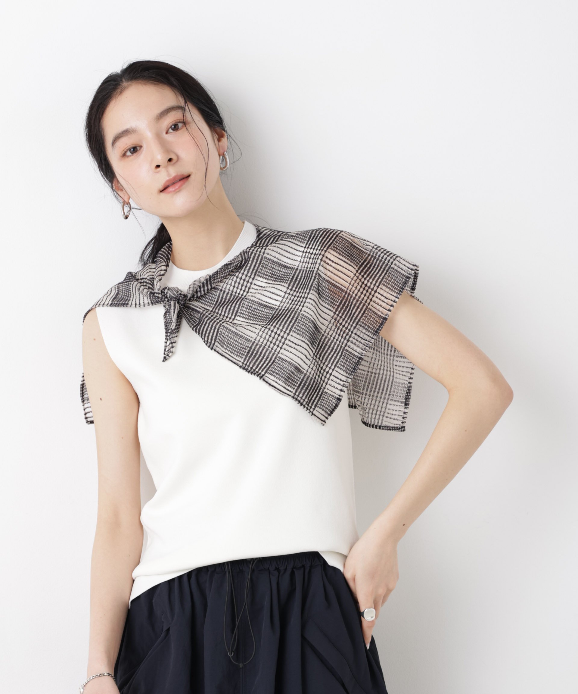 NANO universe SUMMER VEIL KNIT 総針ノースリーブニット ナノユニバース トップス ニット イエロー ブラック ピンク ホワイト【送料無料】