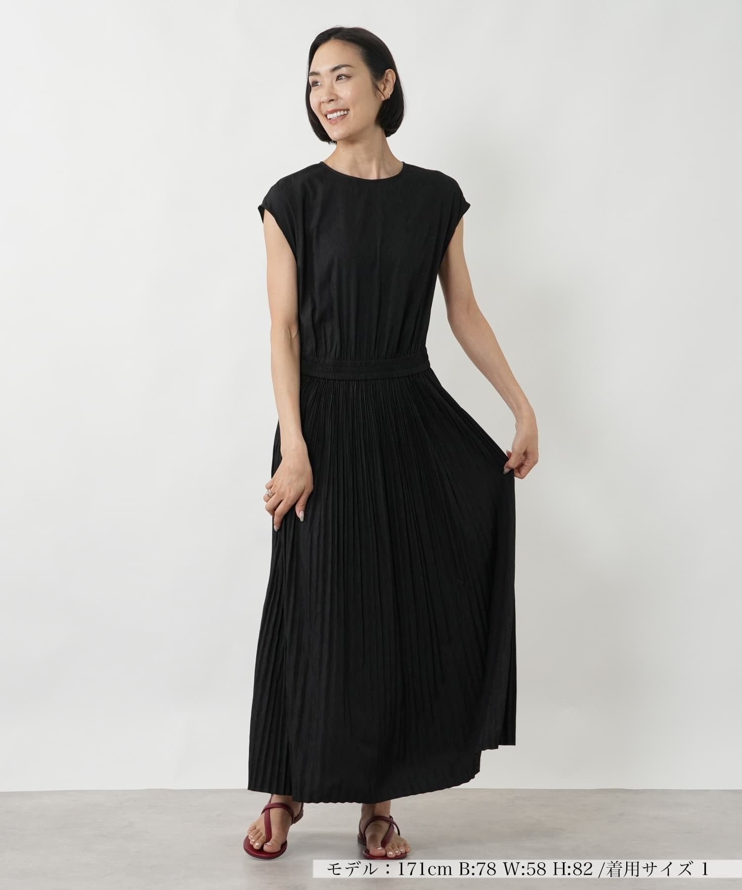 NEMIKA フレンチスリーブギャザーワンピース【NEMIKA】 ネミカ ワンピース・ドレス ワンピース グレー ネイビー【送料無料】