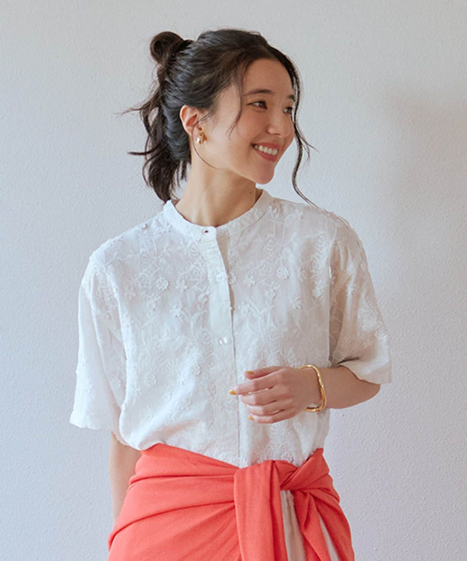 ルネ シャツ ブラウス 麻 リネン 9 黒 ブラック 長袖 花柄 レース /GP セール】 【OUTLET】花柄レースブラウス （シャツ・ブラウス