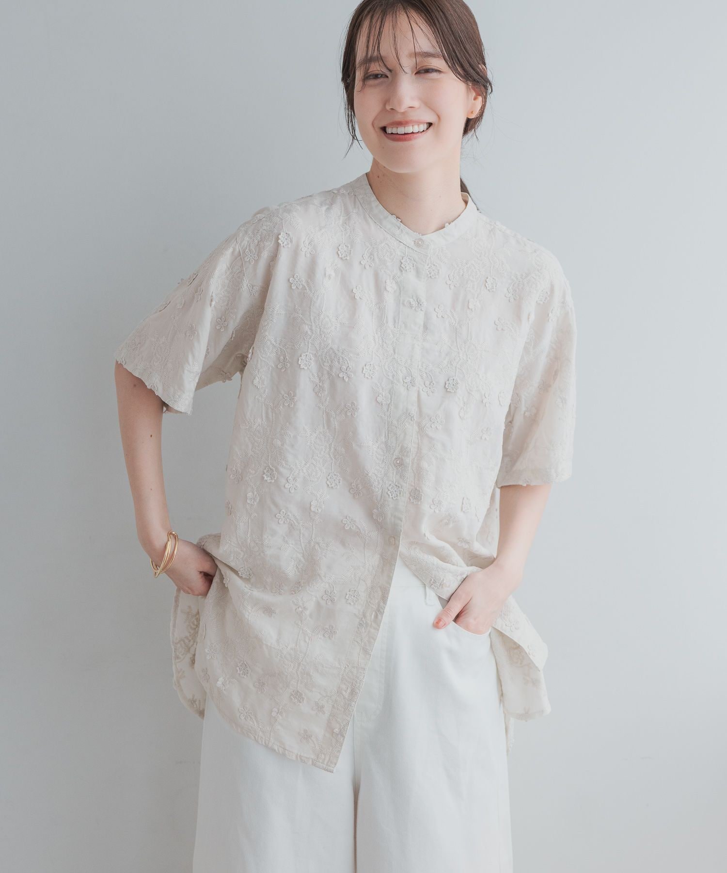 【SALE／10%OFF】studio CLIP 3Dレース半袖シャツ スタディオクリップ トップス シ...