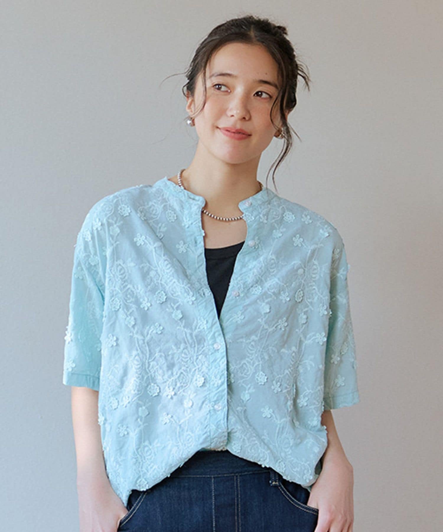 【SALE／10%OFF】studio CLIP 3Dレース半袖シャツ スタディオクリップ トップス シ...
