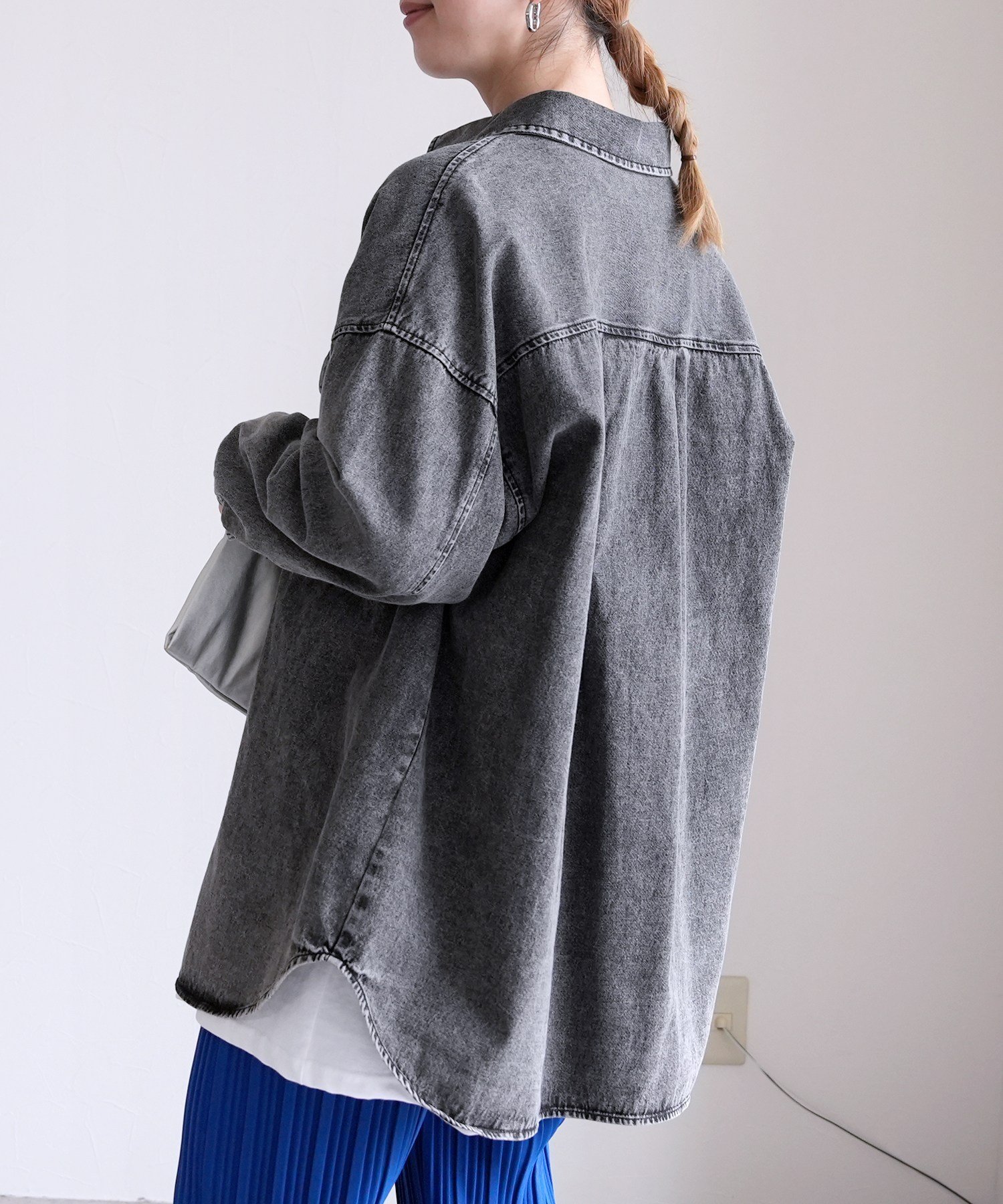 reca オーバーサイズデニムシャツジャケット(p245361) reca レカ レカ トップス シャツ・ブラウス ブラック ネイビー ブルー