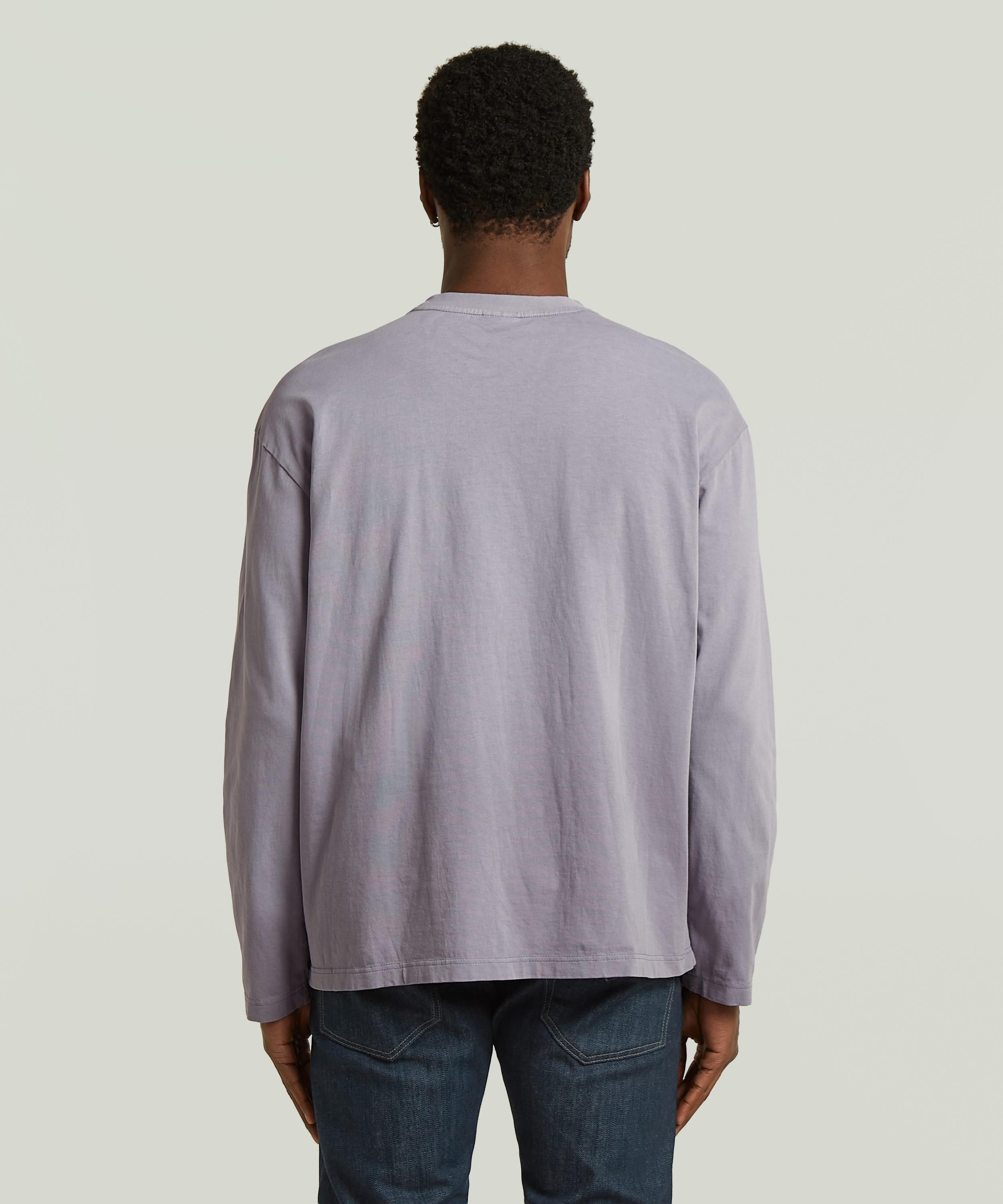 【公式ショップ】Sunfaded Relaxed Graphic T-Shirt/サンフェード加工リラックスグラフィックロングスリーブTシャツ ジースターロゥ トップス カットソー・Tシャツ グレー