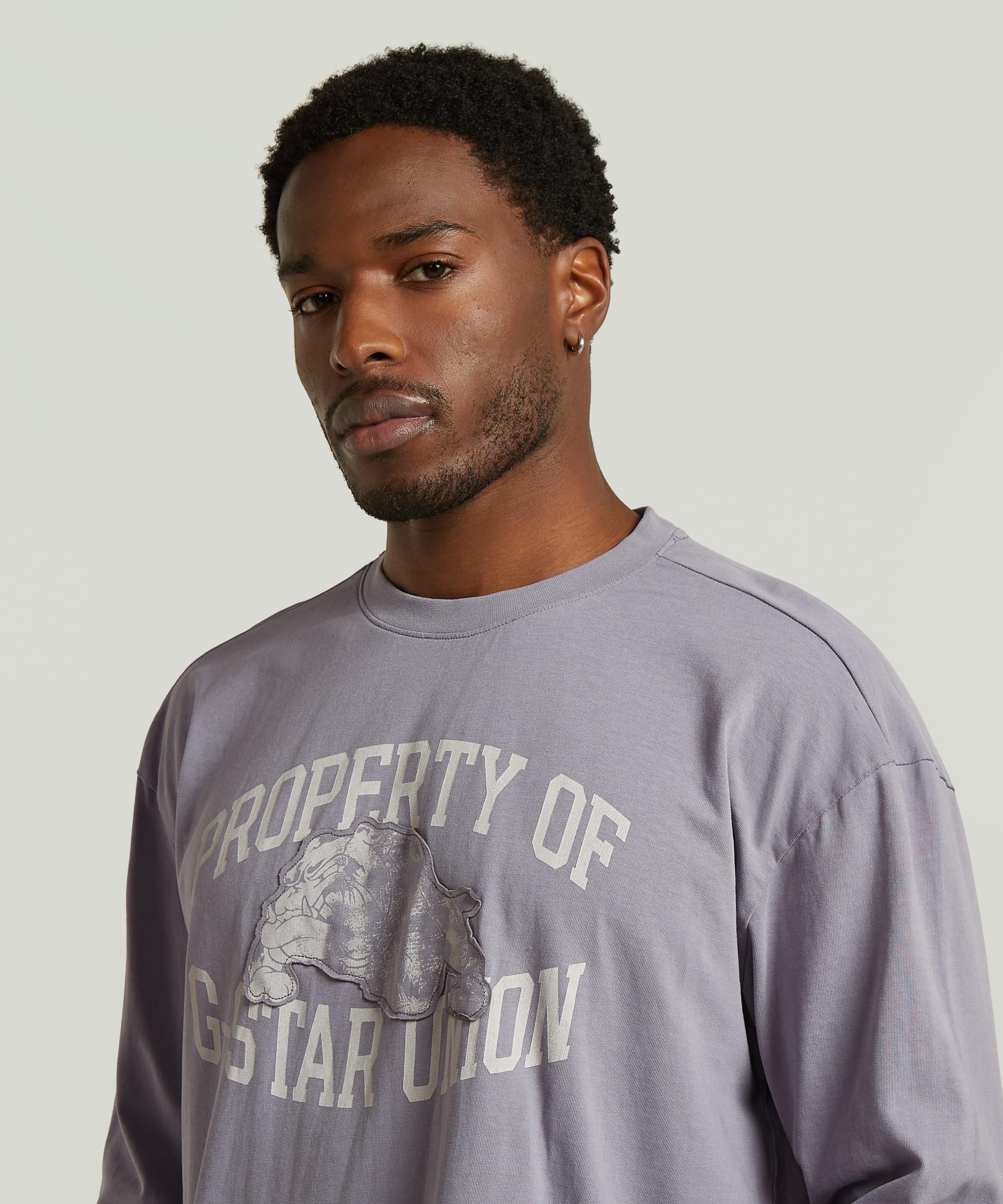 【公式ショップ】Sunfaded Relaxed Graphic T-Shirt/サンフェード加工リラックスグラフィックロングスリーブTシャツ ジースターロゥ トップス カットソー・Tシャツ グレー