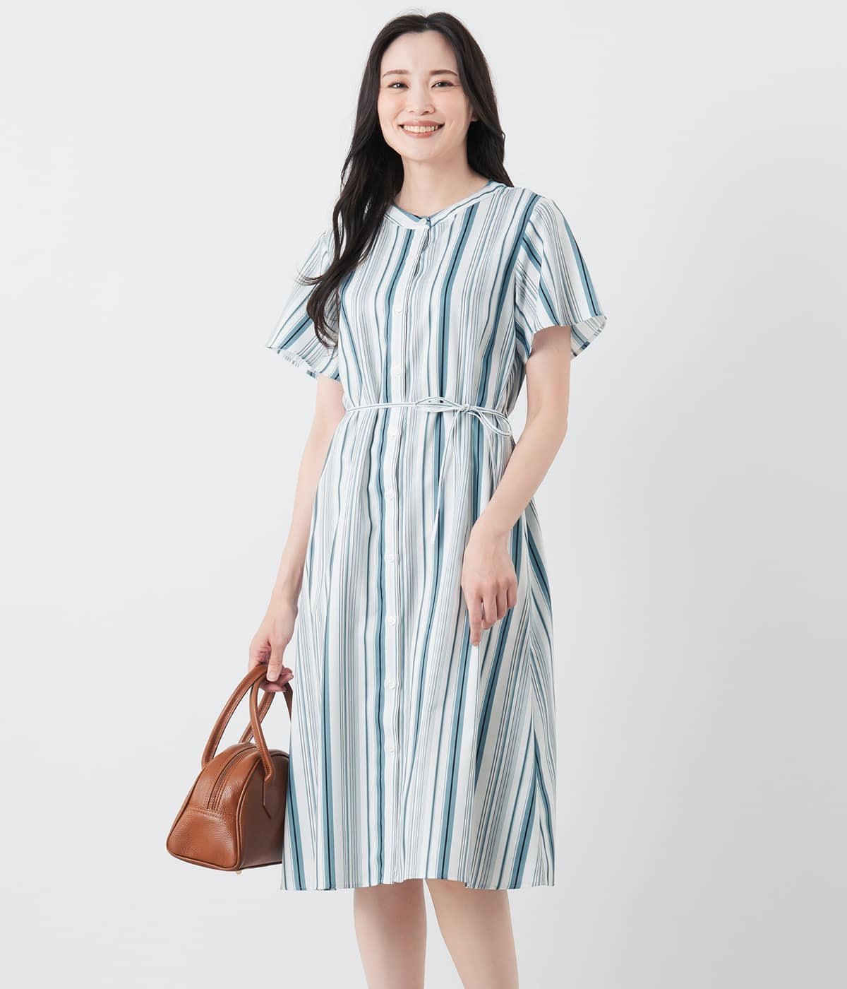 【SALE／30%OFF】NEWYORKER WOMEN 【接触冷感・吸水速乾】半袖ワンピース レディース ランダムストライプ ニューヨーカー ワンピース・ドレス ワンピース ネイビー【送料無料】