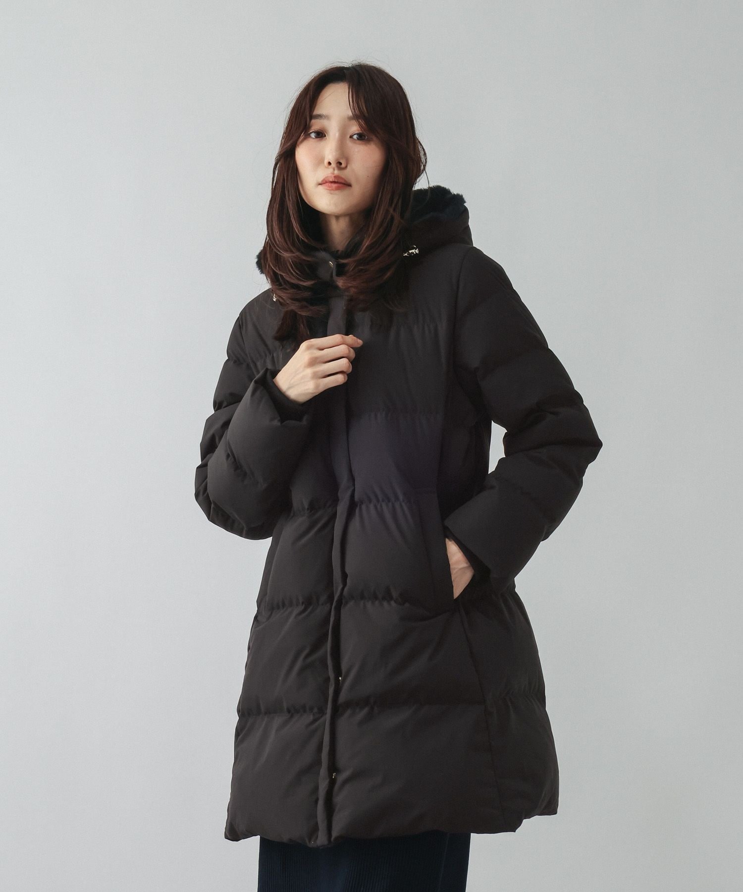 GLOBAL WORK ウツクシルエット撥水ダウンコート/668360 グローバルワーク ジャケット・アウター ダウンジャケット・ダウンベスト ネイビー ベージュ ブラック【送料無料】 stylife-15811509 Rakuten Fashion サンプル画像2