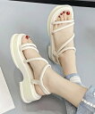 【SALE/30%OFF】miniministore 厚底 ストラップサンダル 韓国風 美脚 ミニミニストア シューズ・靴 サンダル ブラック ホワイト
