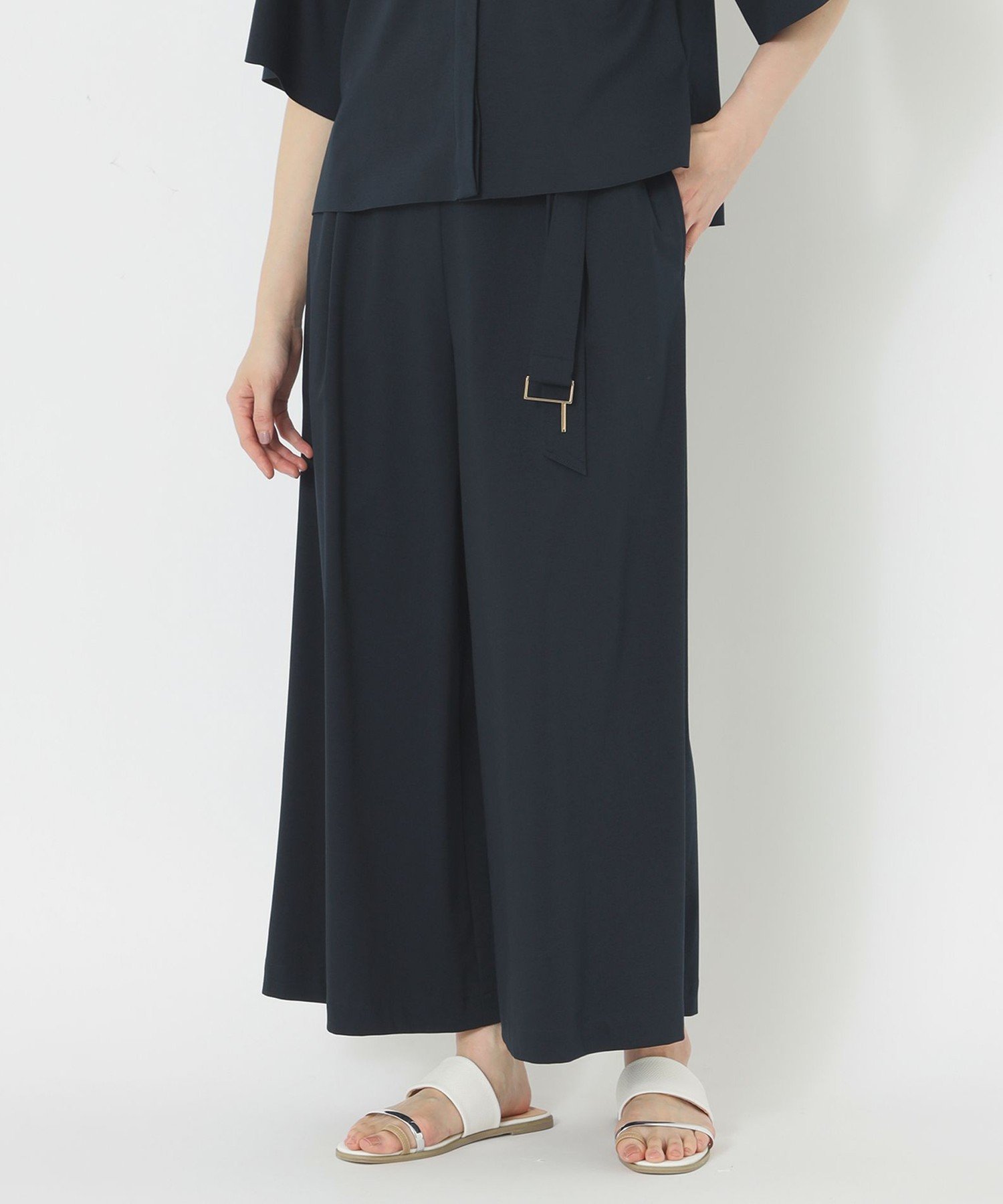 S.ESSENTIALS 【DRESOPHY】シルキースムースワイドパンツ エス エッセンシャルズ パンツ その他のパンツ ブラック ブラウン イエロー ネイビー