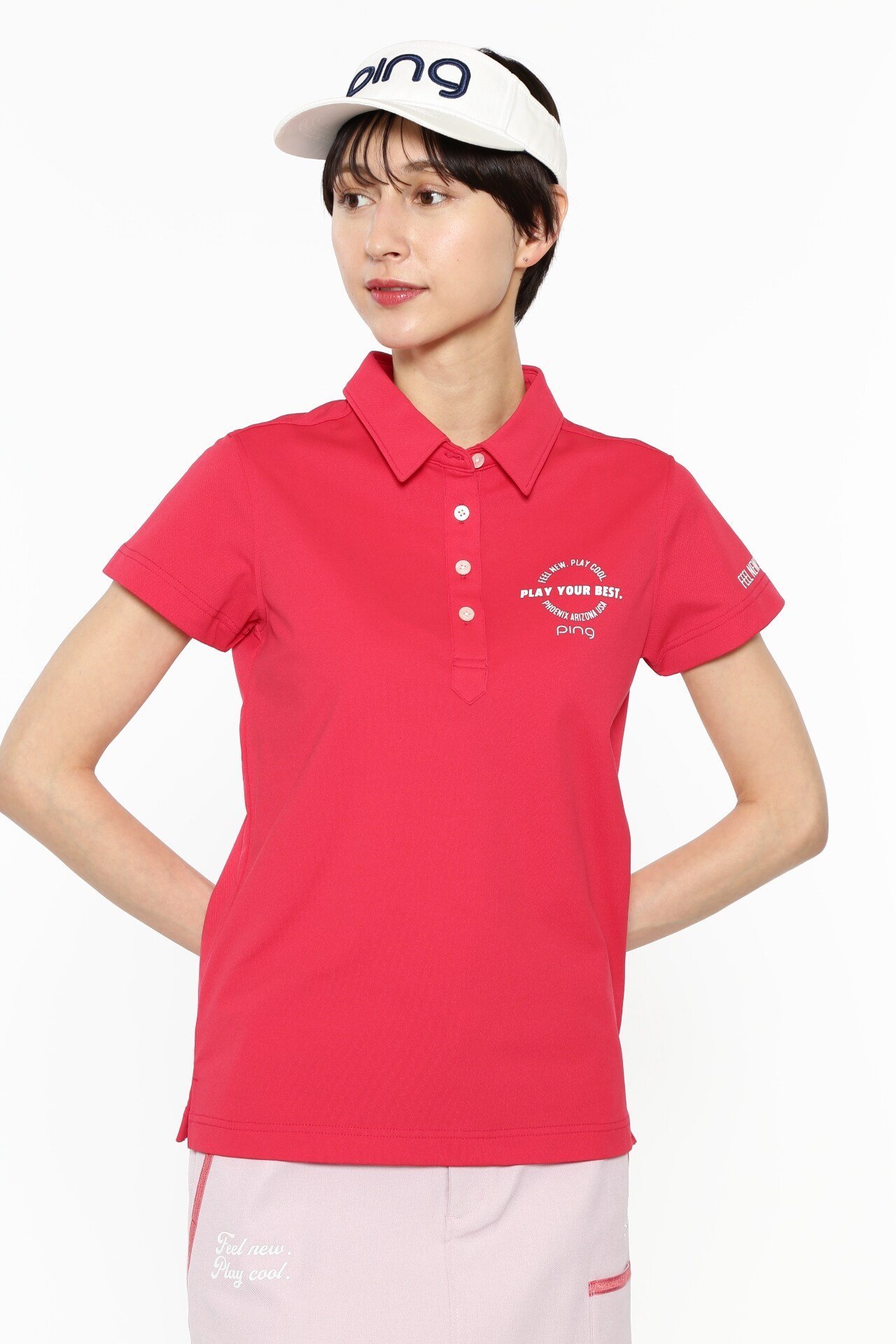 PING APPAREL クイックドライストレッチカノコ半袖ポロシャツ ＜NATIVE＞ (LADIES) ピン アパレル トップス ポロシャツ ピンク ネイビー ホワイト ブルー【送料無料】