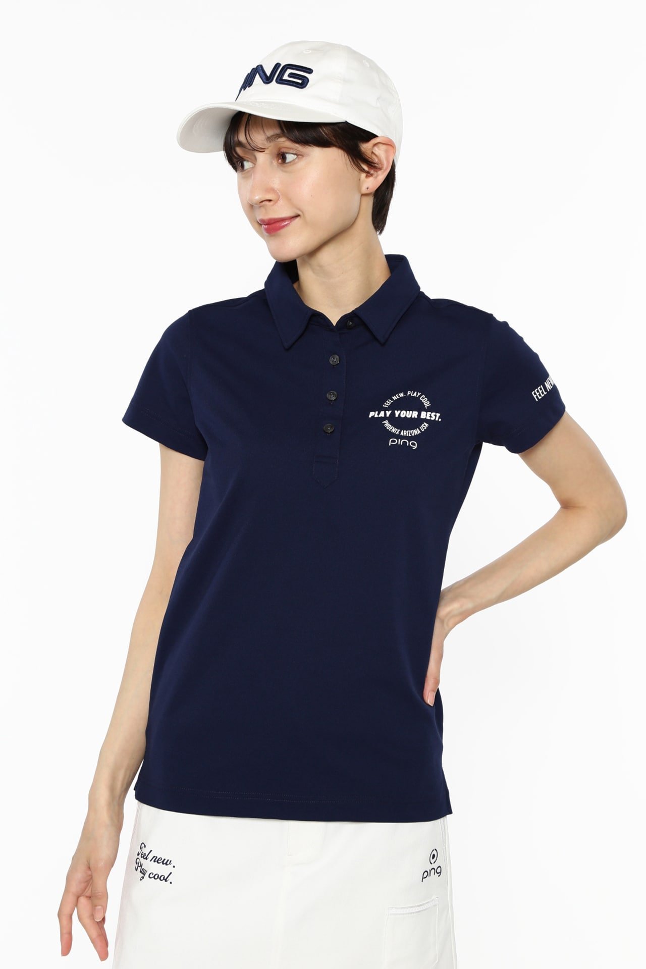 PING APPAREL クイックドライストレッチカノコ半袖ポロシャツ ＜NATIVE＞ (LADIES) ピン アパレル トップス ポロシャツ ピンク ネイビー ホワイト ブルー【送料無料】