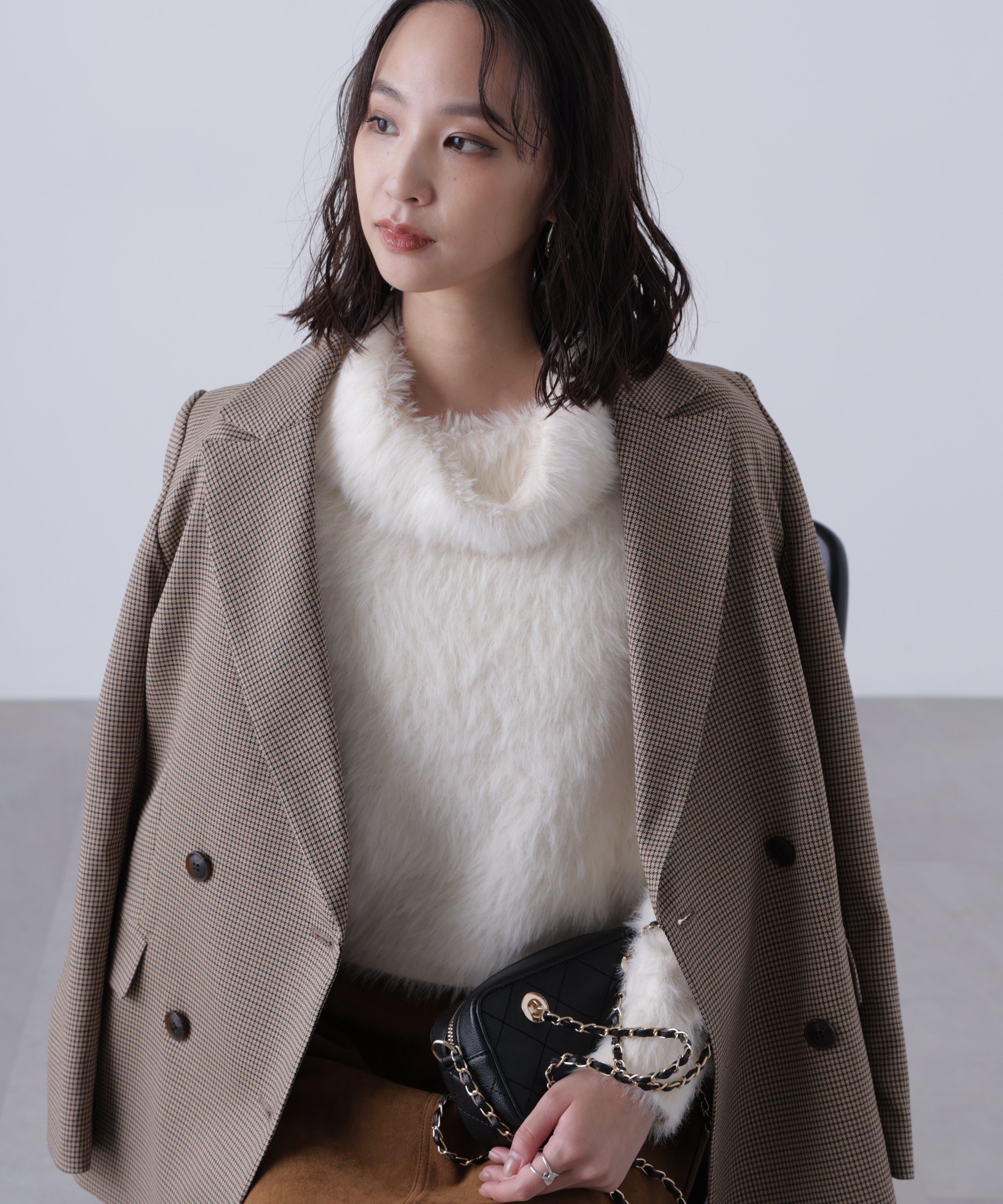 FREE'S MART シャギータートルニット フリーズ マート トップス ニット ベージュ グレー【送料無料】(4)